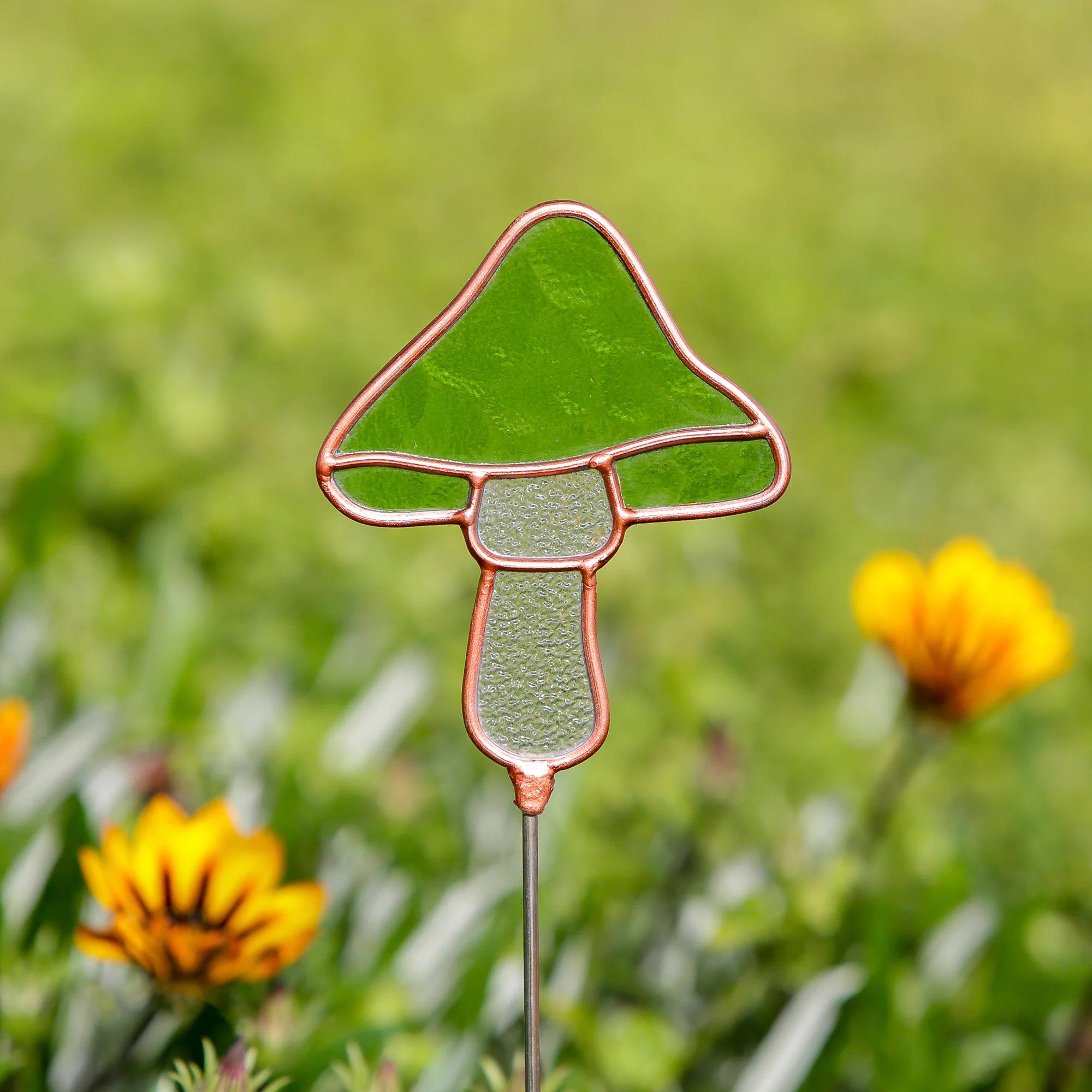 Stained Glass Pot Stakes - Mushroom 16"H Set of 6 By Garden Age Supply - Image 4