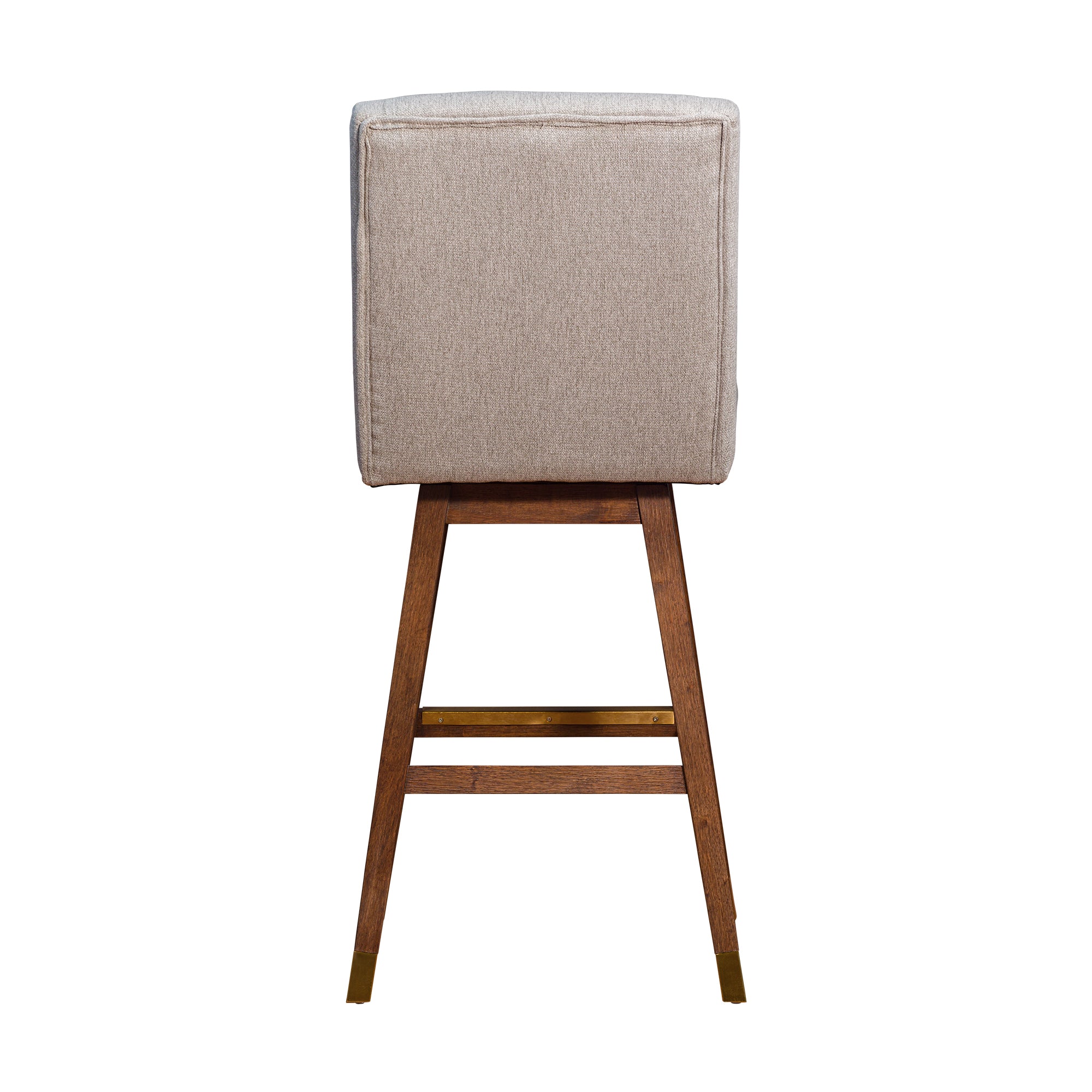 Stancoste Swivel Bar Stool in Brown Oak Wood Finish with Taupe Fabric By Armen Living - Image 6