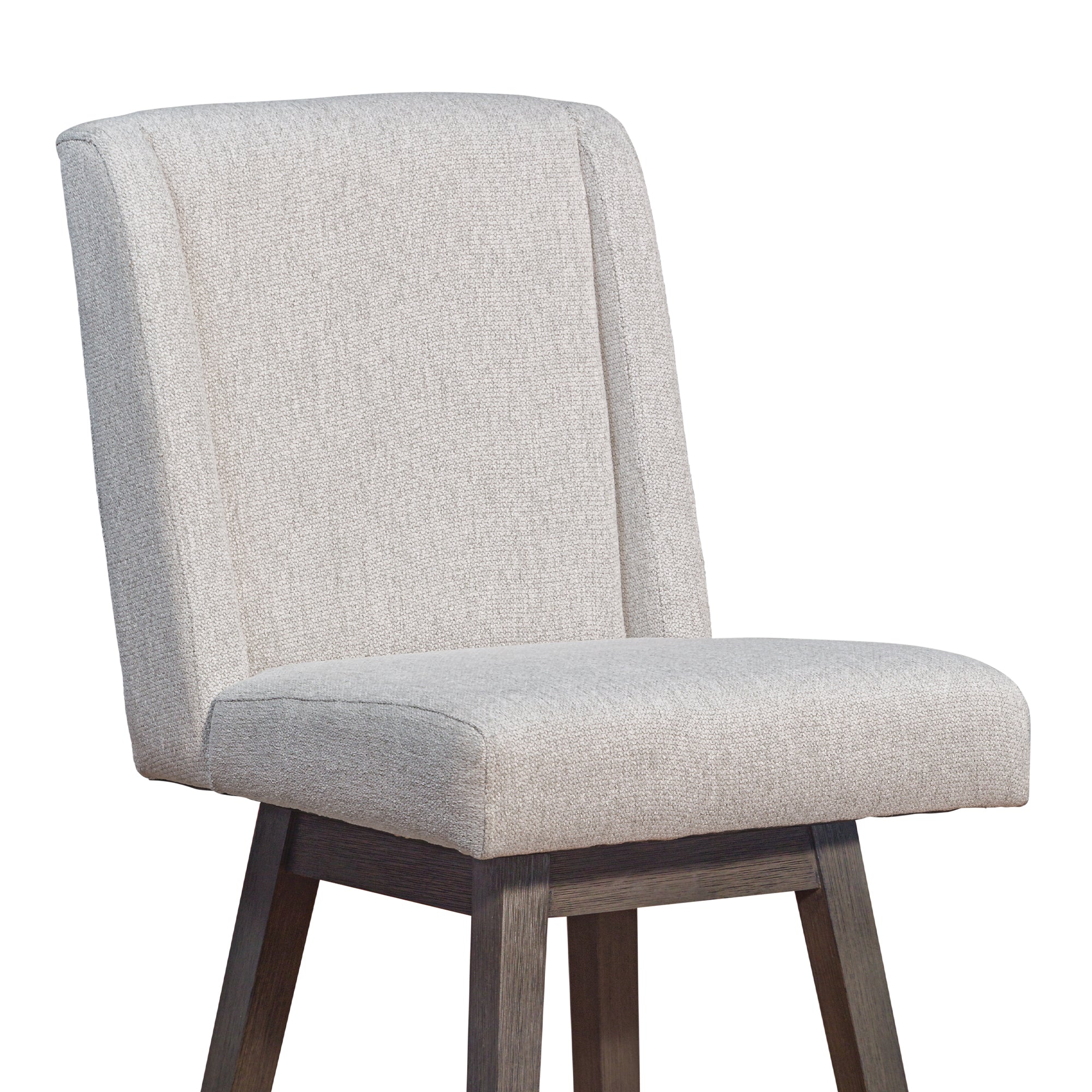 Stancoste Swivel Bar Stool in Grey Oak Wood Finish with Taupe Fabric By Armen Living - Image 7