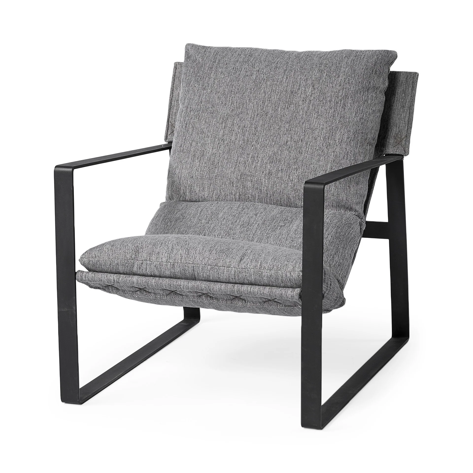 Stone Gray and Black Metal Sling Chair By Homeroots
