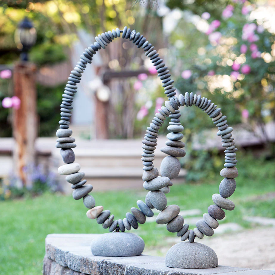 Stone Oval Ring on Stand Set of 2 By Garden Age Supply