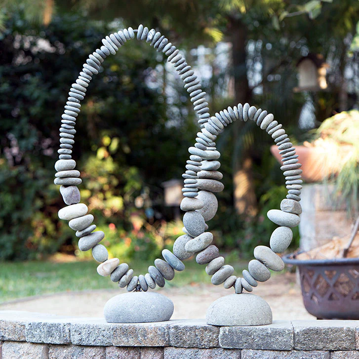 Stone Oval Ring on Stand Set of 2 By Garden Age Supply - Image 2