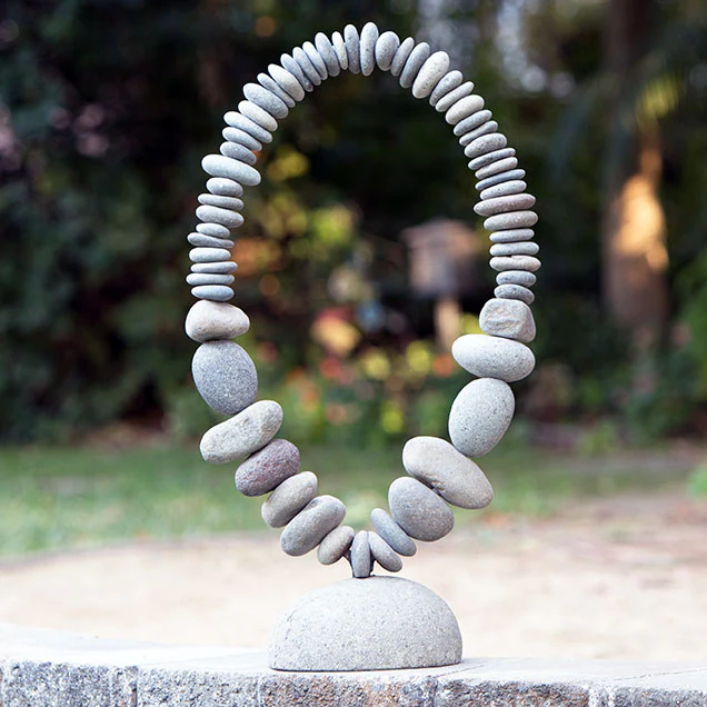 Stone Oval Ring on Stand Set of 2 By Garden Age Supply - Image 3