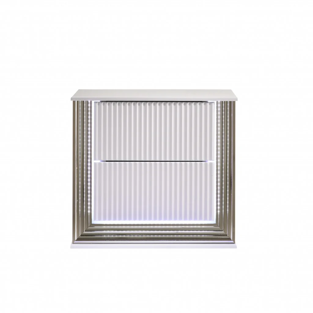 Stunning Bright White Led Two Drawer Nightstand By Homeroots