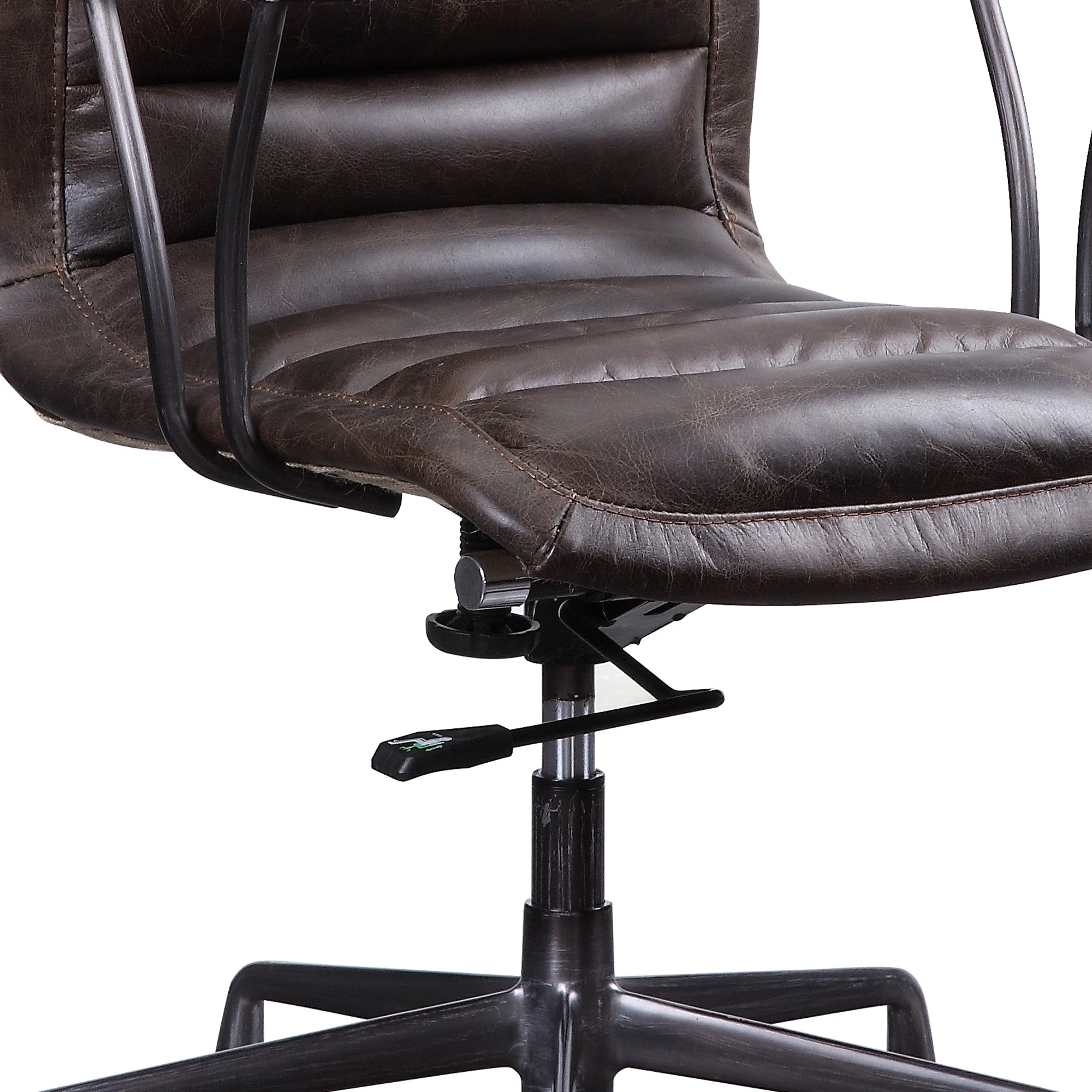 Swivel Adjustable Leatherette Executive Office Chair, Brown By Benzara - Image 4