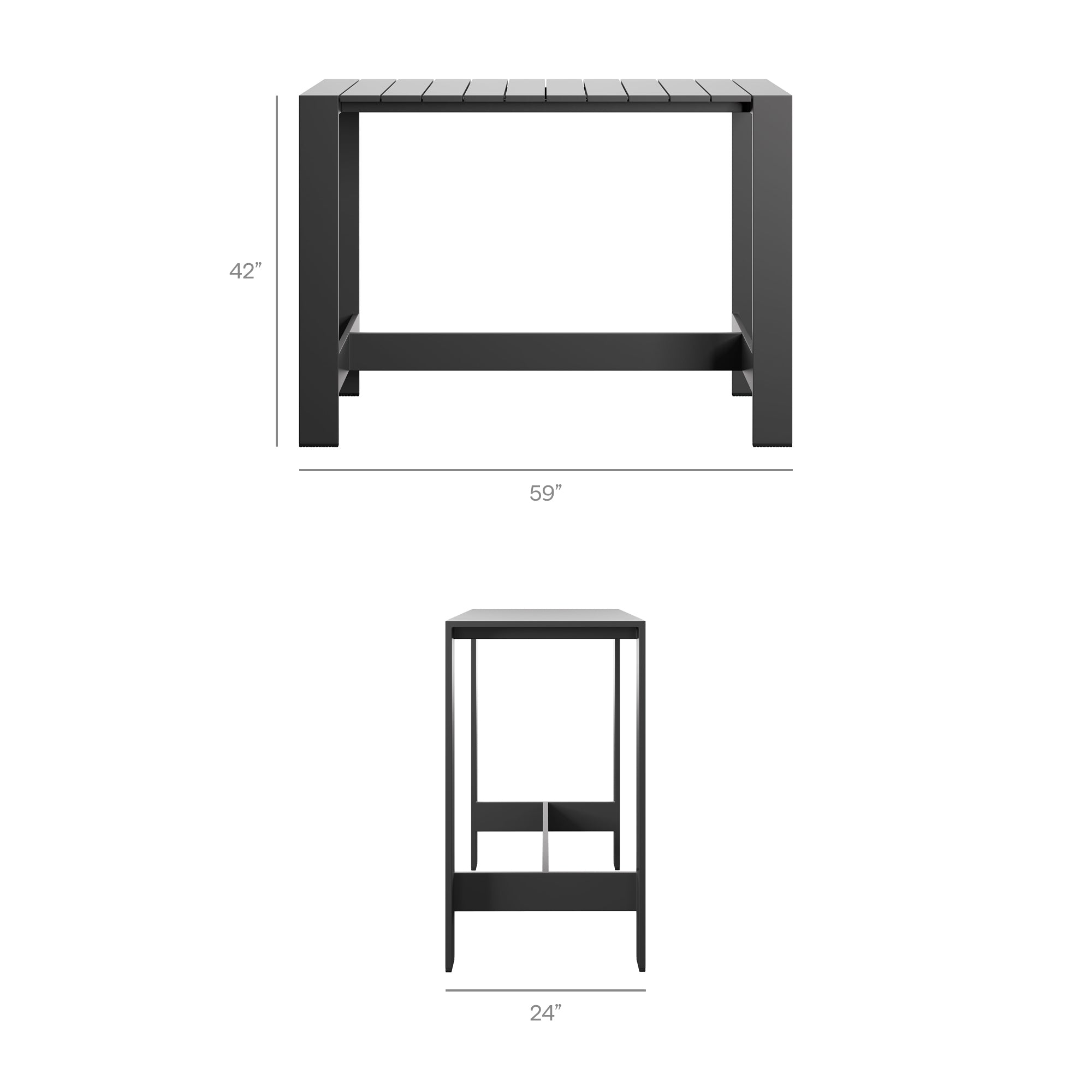 Tahoe 59 Inch Rectangle Outdoor Patio Aluminum Bar Table by Modway - Image 9