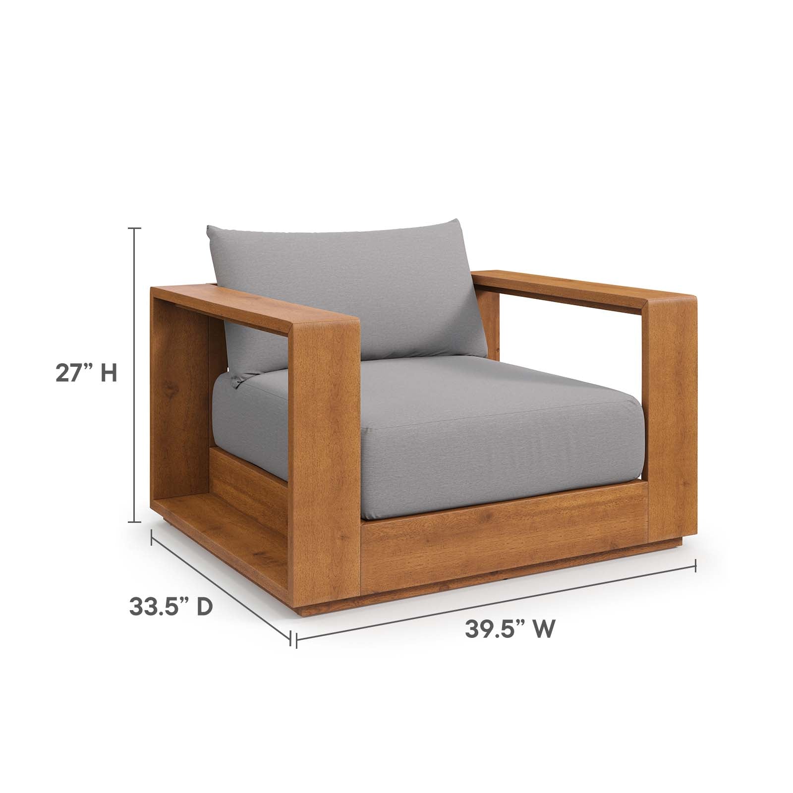 Tahoe Outdoor Patio Acacia Wood 2-Piece Armchair and Ottoman Set By Modway - EEI-6800 - Image 4