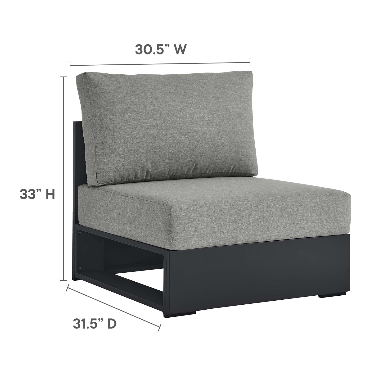 Tahoe Outdoor Patio Powder-Coated Aluminum 3-Piece Left-Facing Chaise Sectional Sofa Set By Modway - EEI-6672 - Image 13