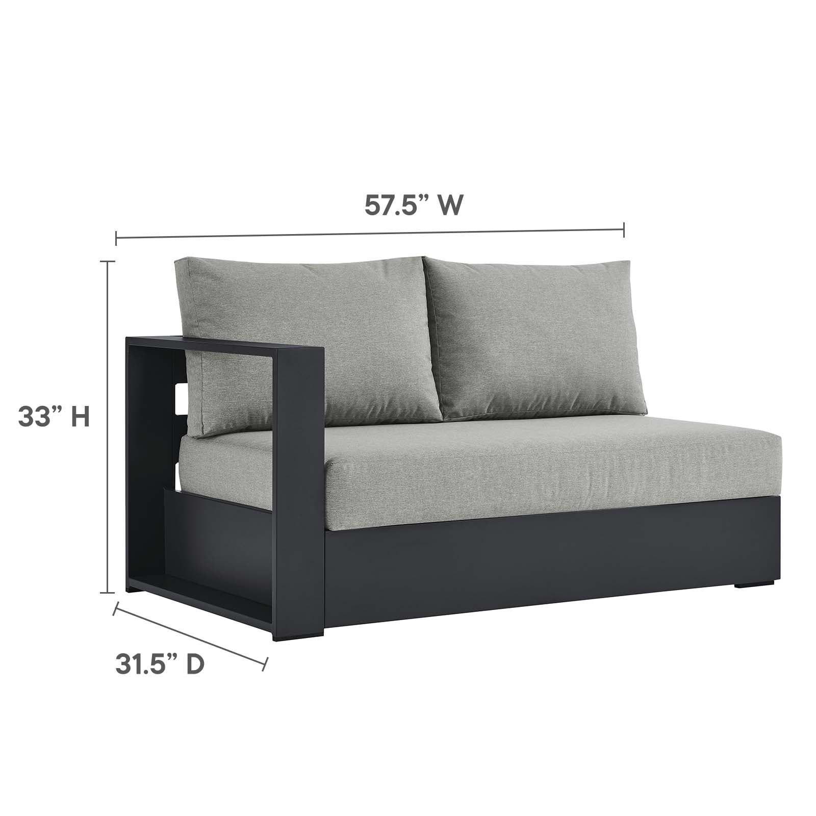 Tahoe Outdoor Patio Powder-Coated Aluminum 3-Piece Sectional Sofa Set By Modway - EEI-6668 - Image 12