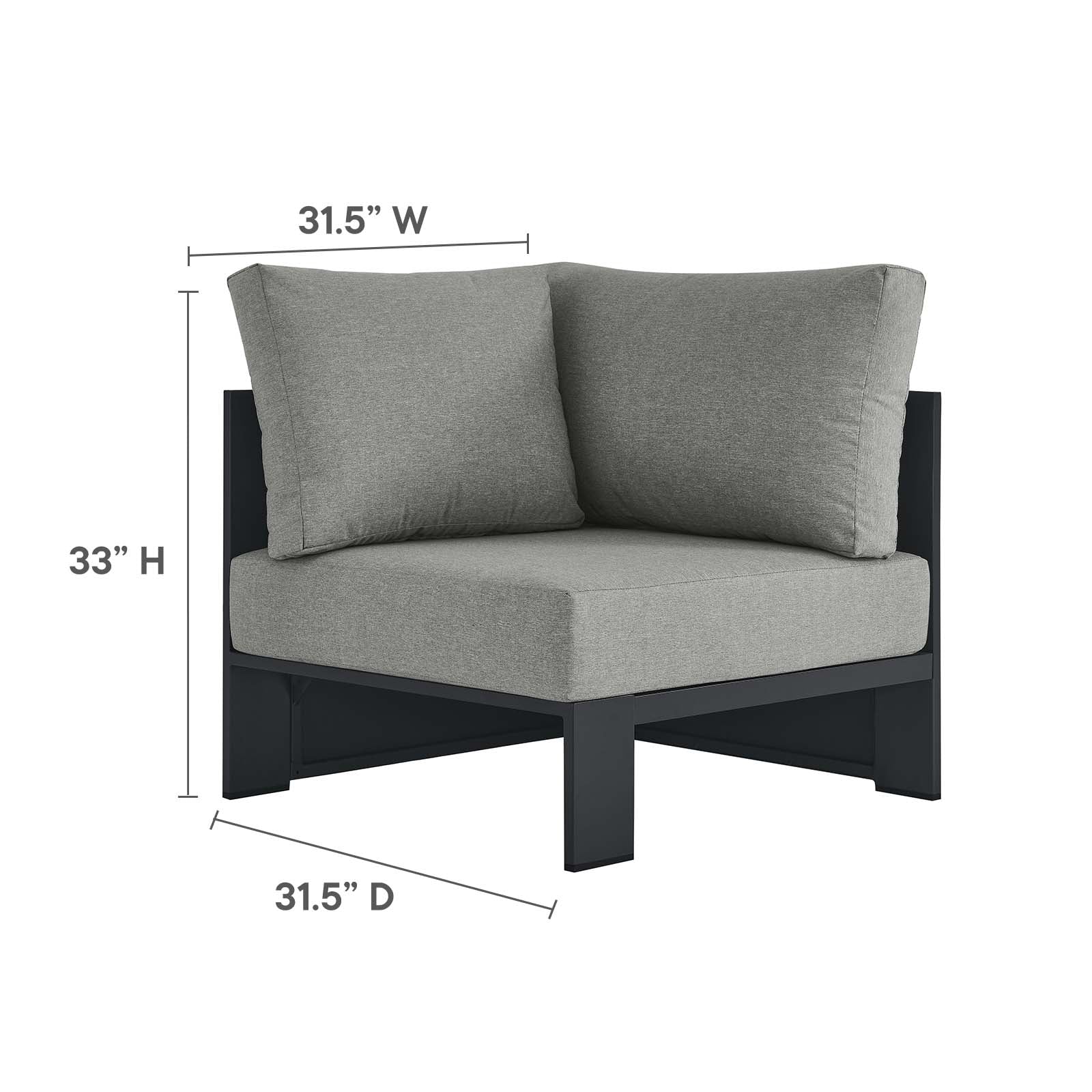 Tahoe Outdoor Patio Powder-Coated Aluminum 3-Piece Sectional Sofa Set By Modway - EEI-6668 - Image 13