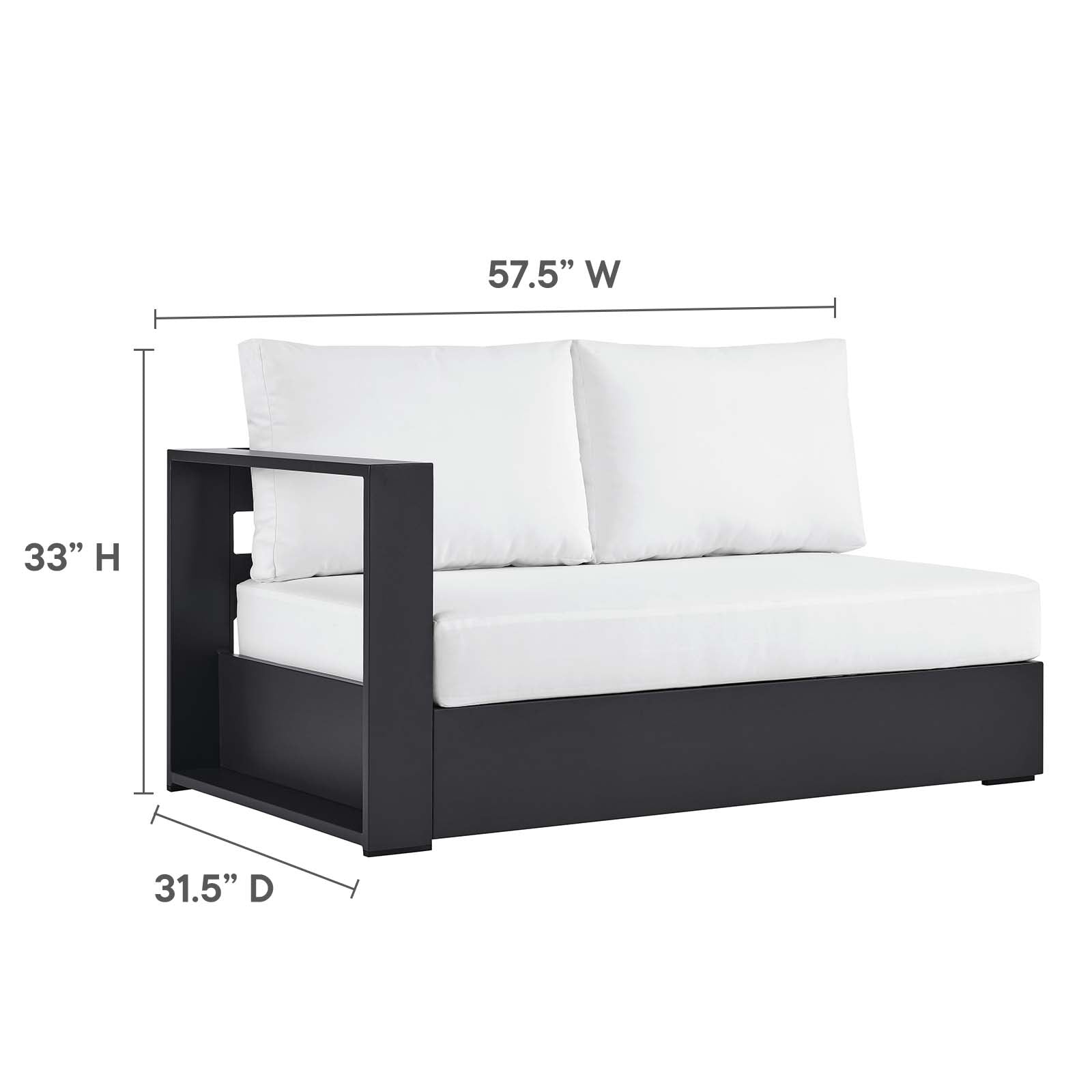 Tahoe Outdoor Patio Powder-Coated Aluminum 3-Piece Sectional Sofa Set By Modway - EEI-6668 - Image 20