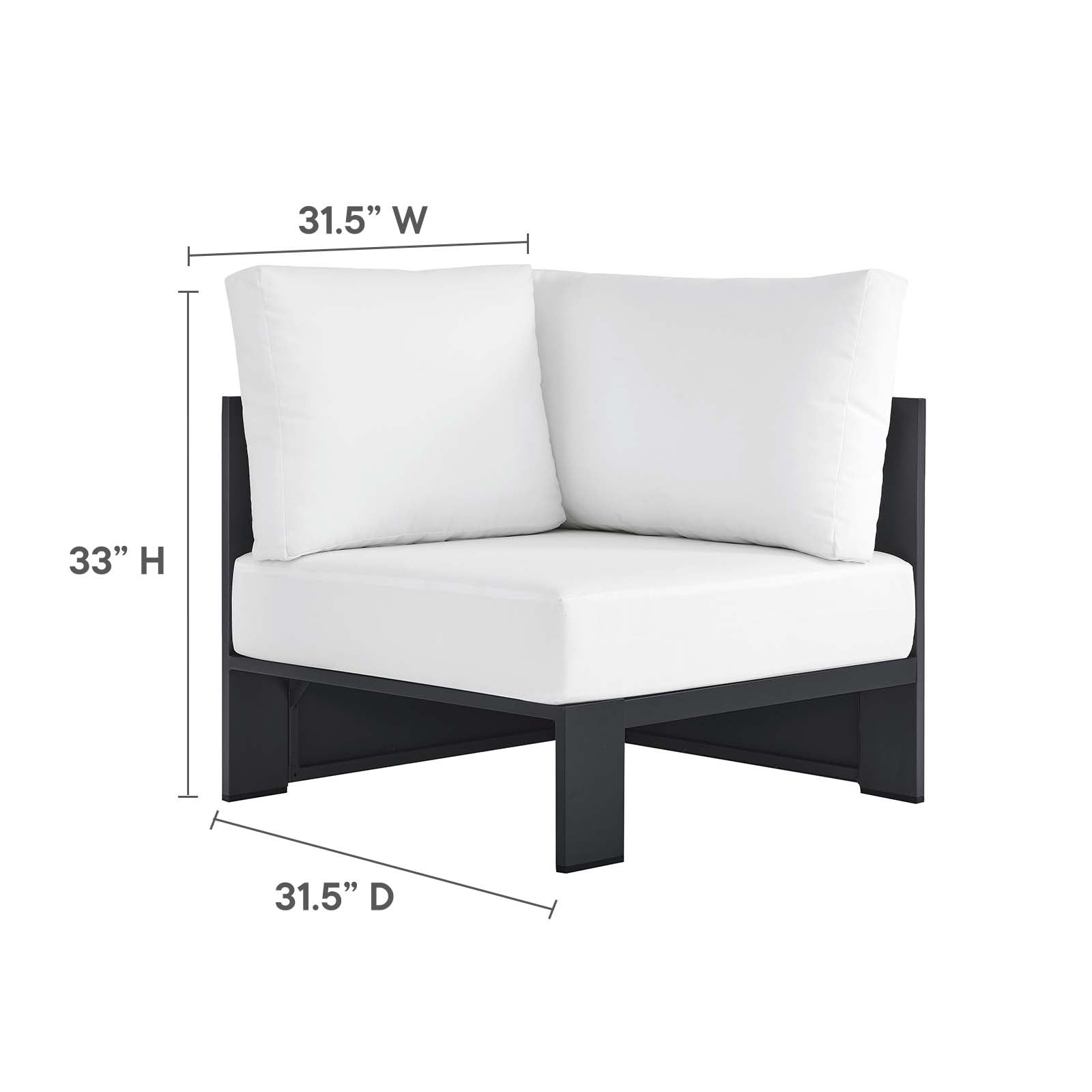 Tahoe Outdoor Patio Powder-Coated Aluminum 3-Piece Sectional Sofa Set By Modway - EEI-6668 - Image 21