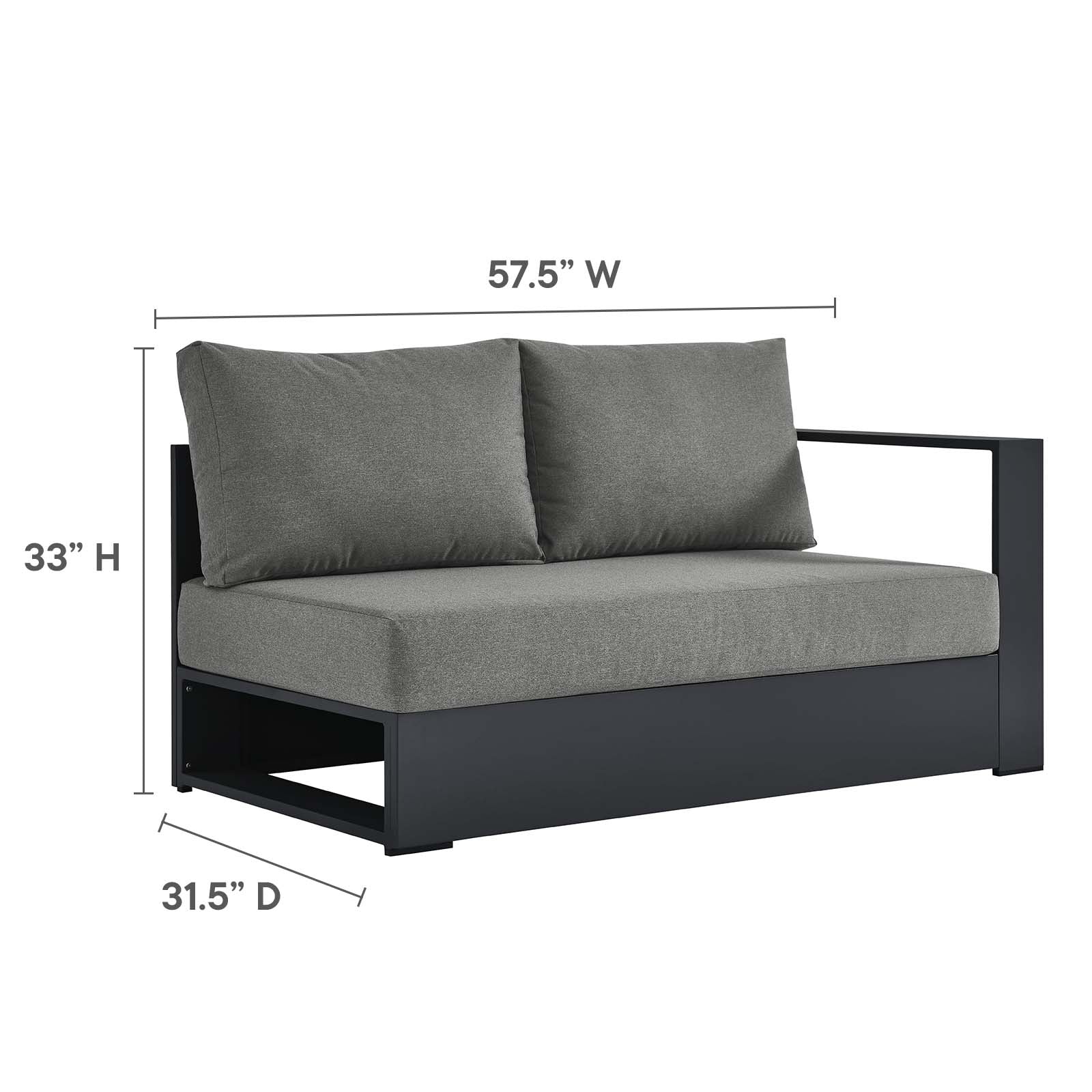 Tahoe Outdoor Patio Powder-Coated Aluminum 3-Piece Sectional Sofa Set By Modway - EEI-6668 - Image 7