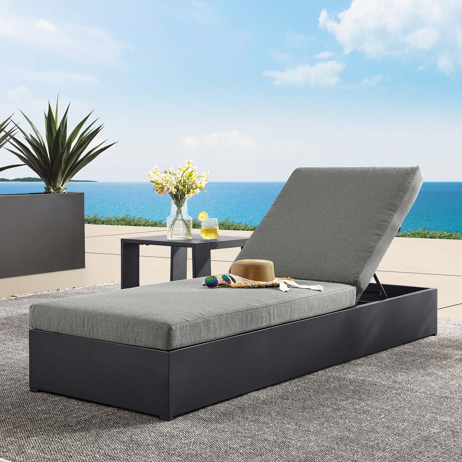 Tahoe Outdoor Patio Powder-Coated Aluminum Chaise Lounge Chair By Modway - EEI-6634