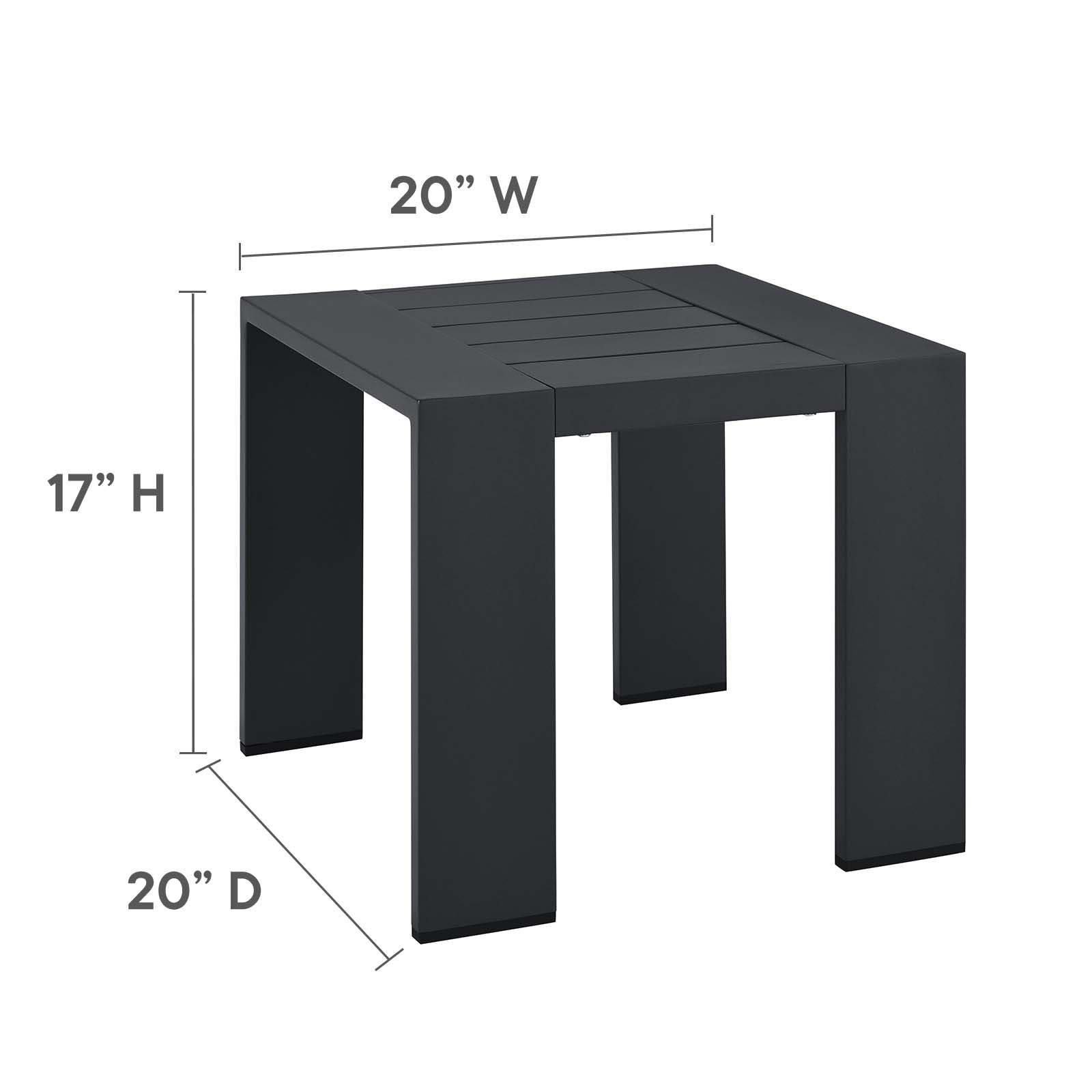 Tahoe Outdoor Patio Powder-Coated Aluminum End Table By Modway - EEI-6635 - Image 7