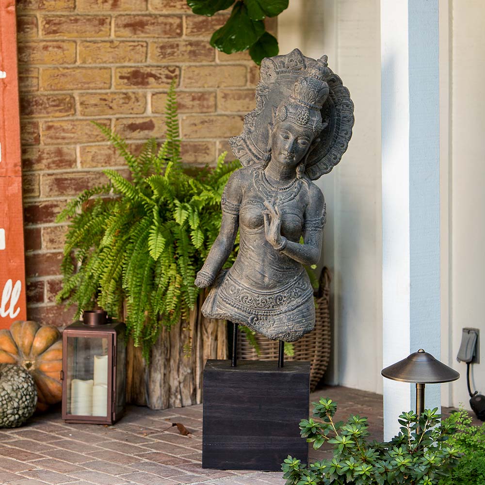 Tara Statue with Teak Stand By Garden Age Supply