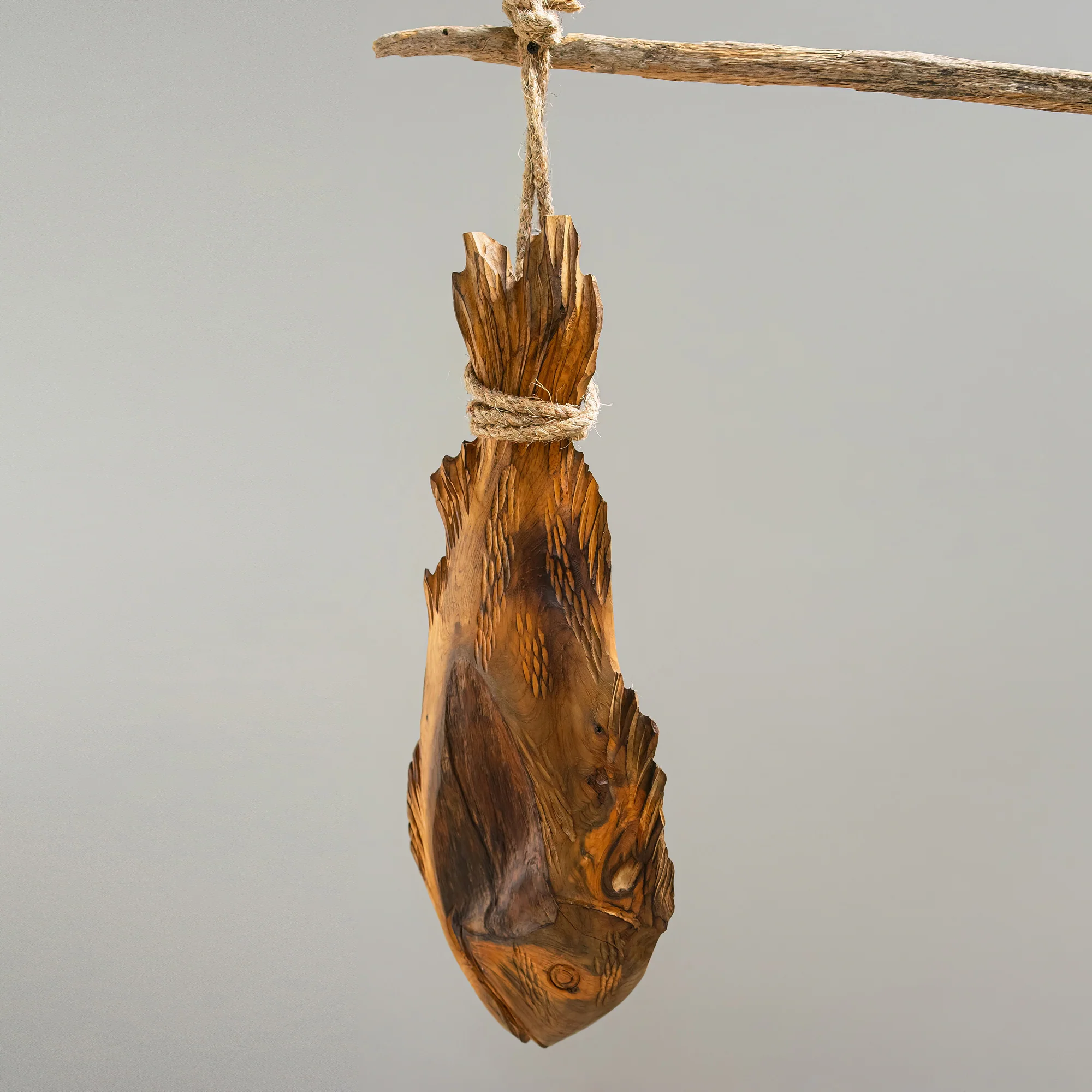 Teak Hanging Fish Set of 4 By Garden Age Supply - Image 2