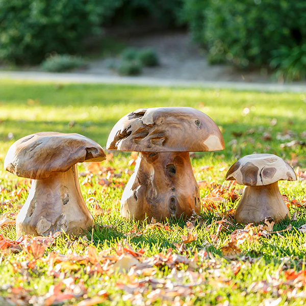 Teak Mushroom Stools By Garden Age Supply - Image 3