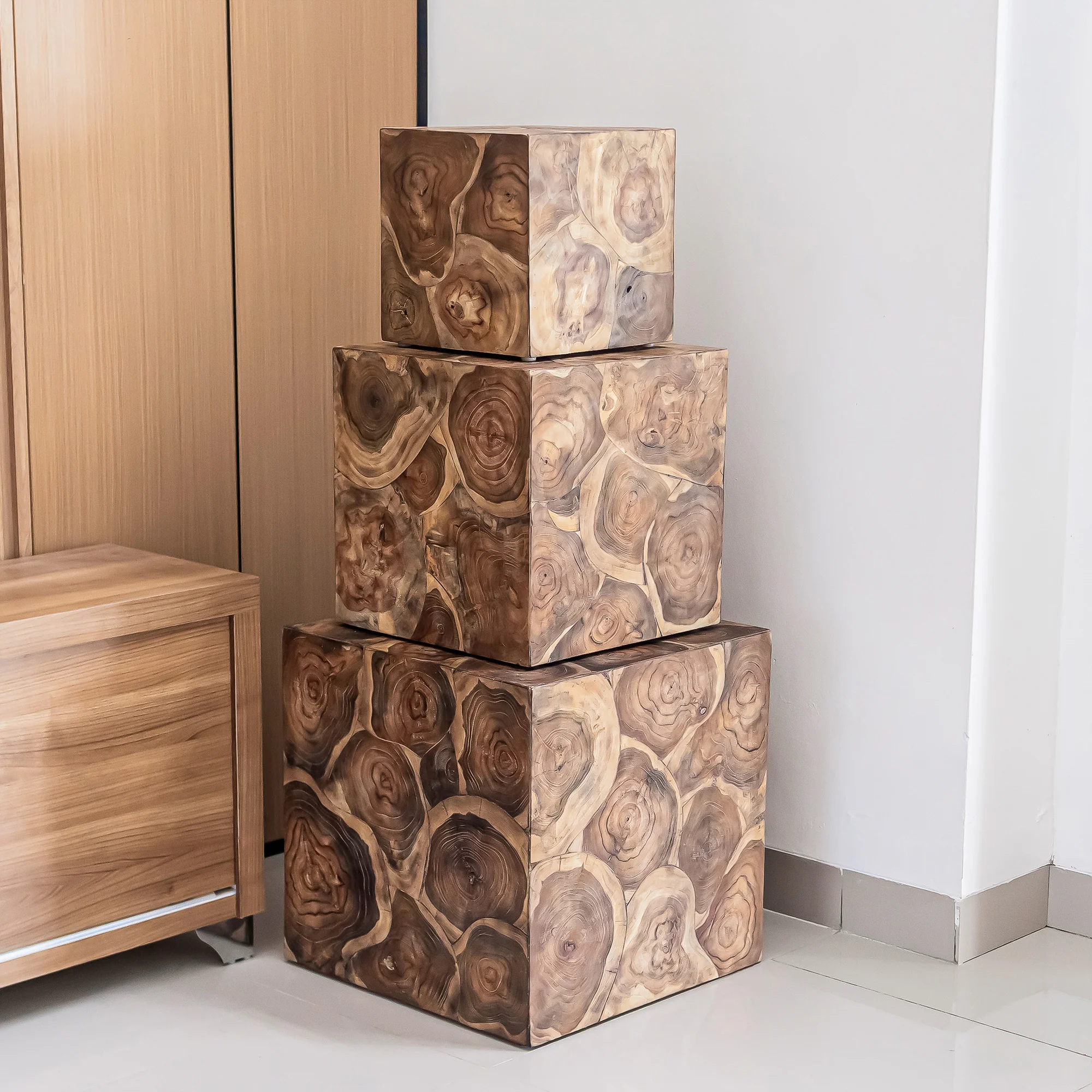Teak Nesting Cube Box - Set of 3 By Garden Age Supply - Image 2