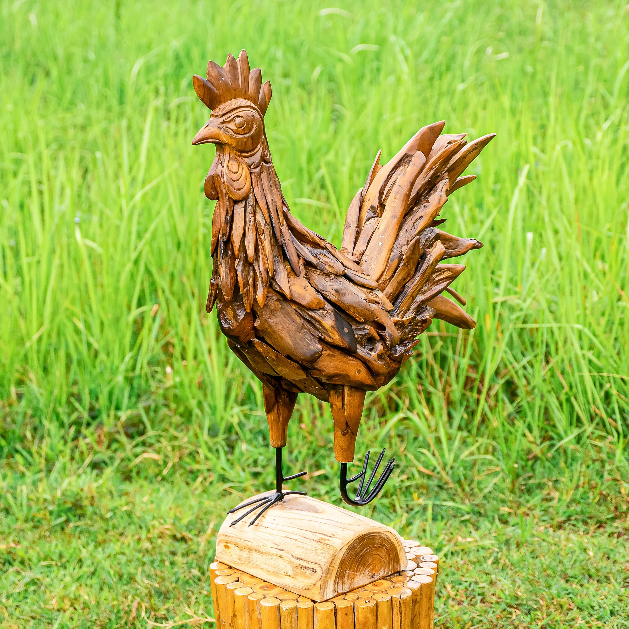 Teak Rooster By Garden Age Supply