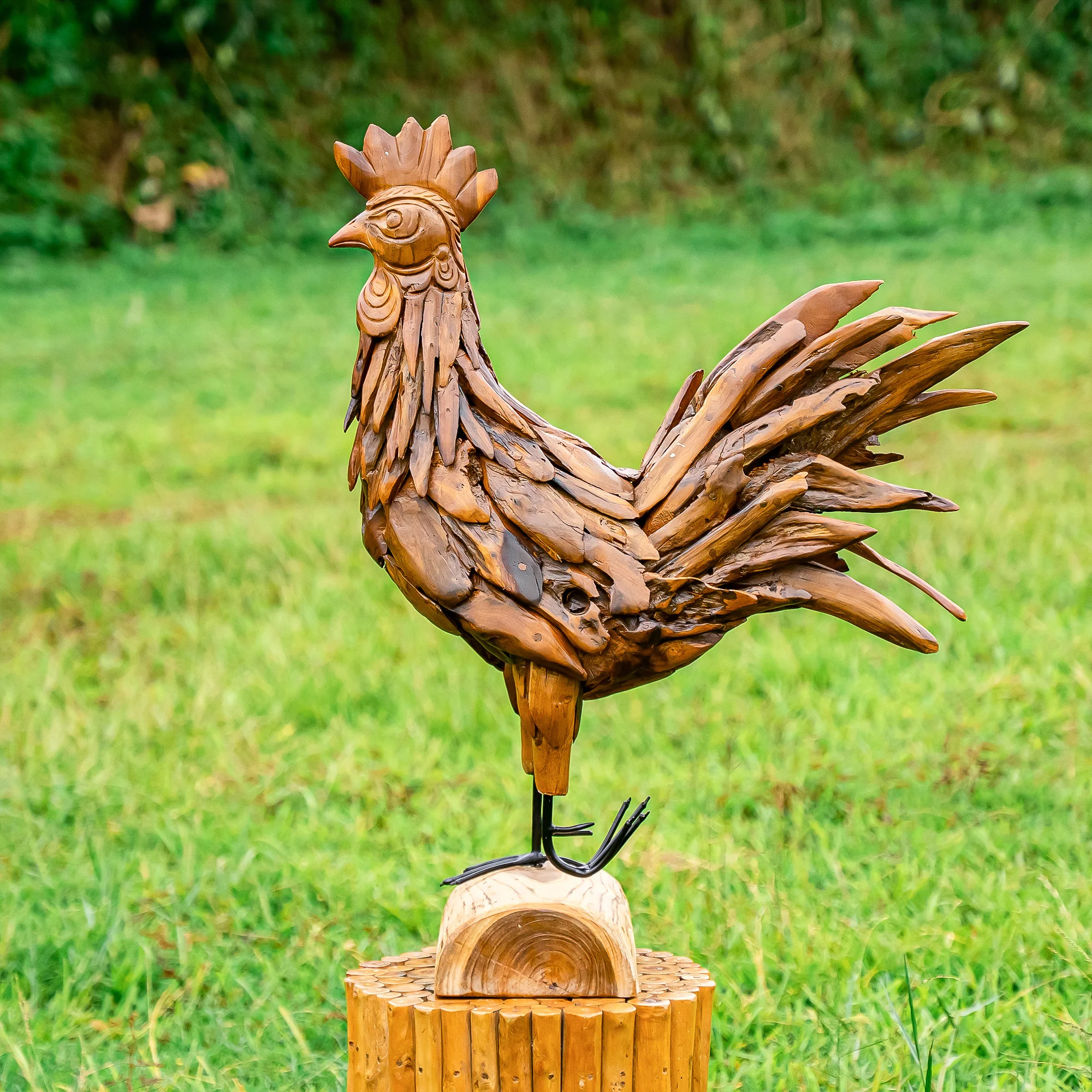 Teak Rooster By Garden Age Supply - Image 2
