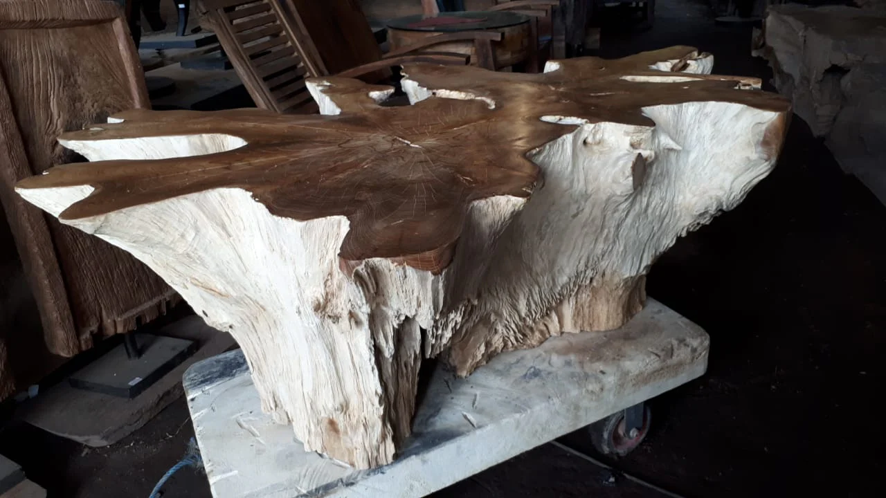 Teak Root Table Base- 62in x 37in x19.6 in