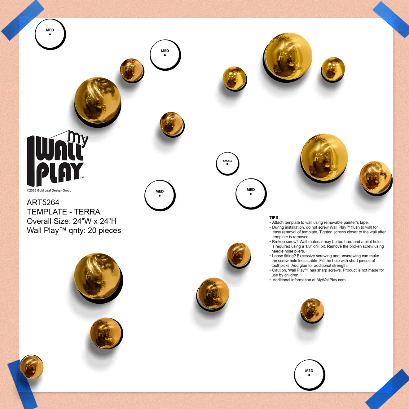 Template Kit - TERRA Orb, ~24"x24" Matte By Gold Leaf
