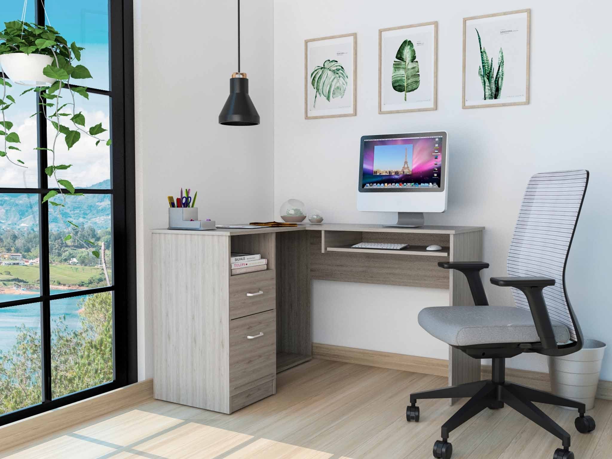 Thorpe Light Gray L Shaped Computer Desk By Homeroots