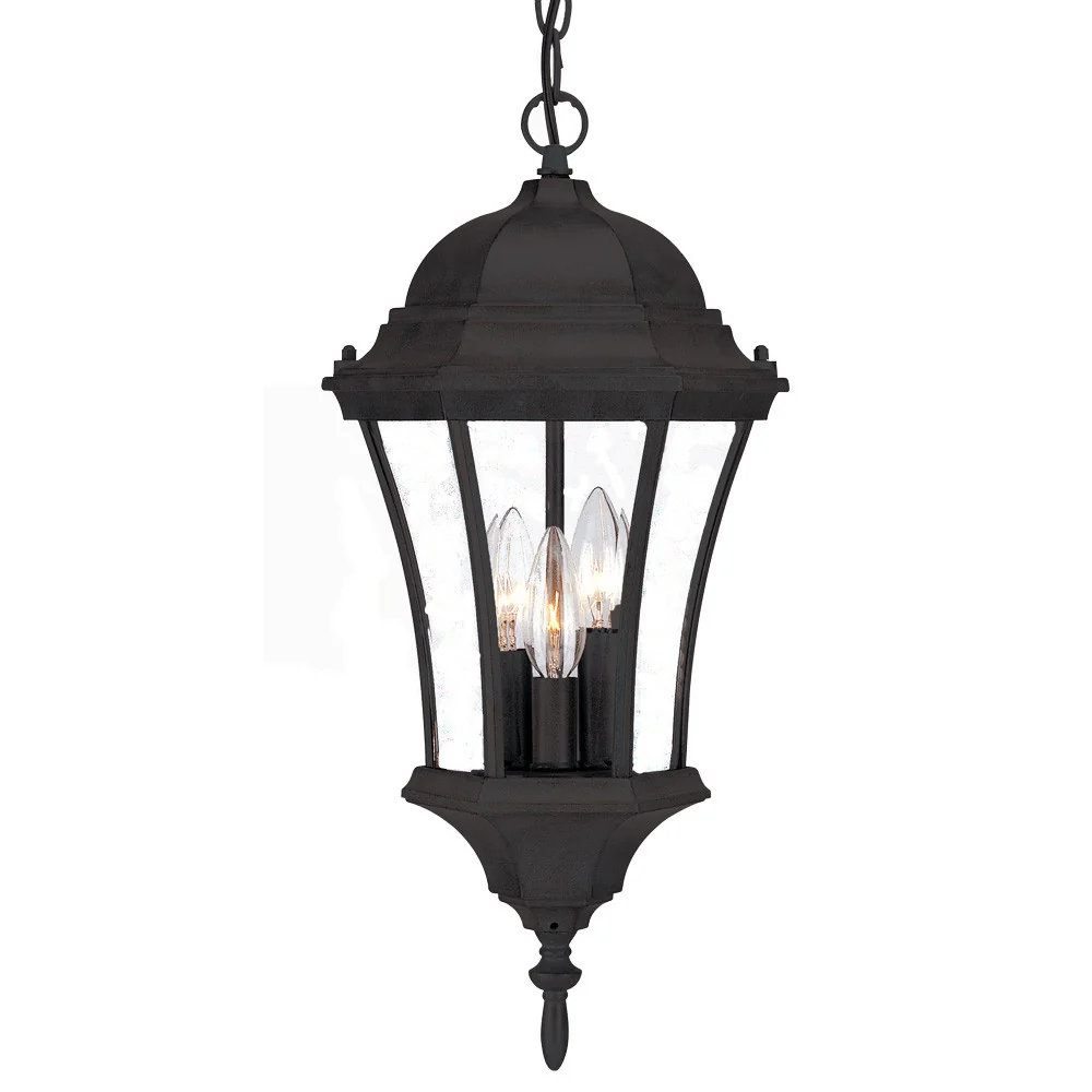Three Light Matte Black Carousel Lantern Hanging Light By Homeroots