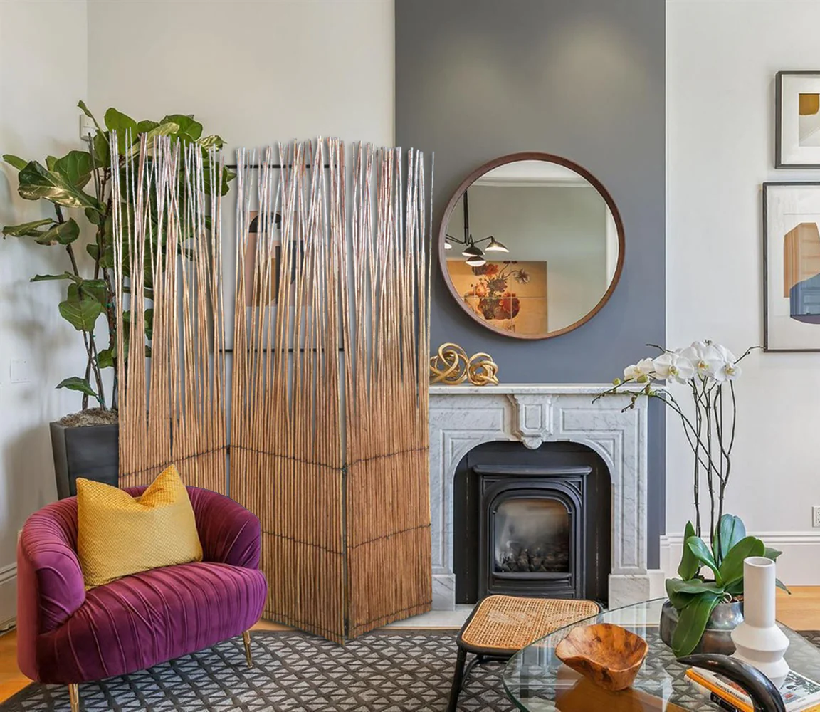 Three Panel Natural Willow Room Divider Screen By Homeroots