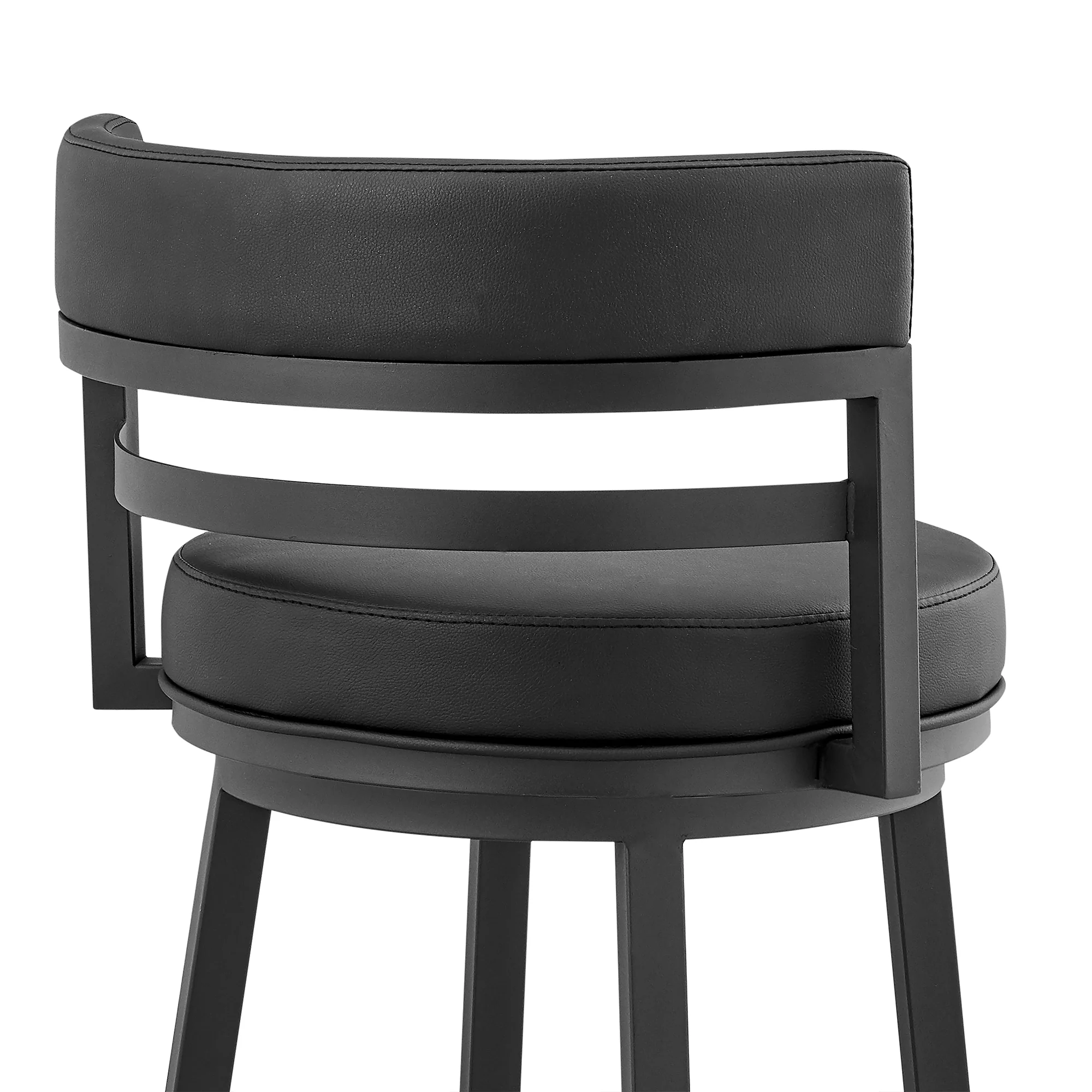 Titana 26" Counter Height Swivel Black Faux Leather and Metal Bar Stool By Armen Living - Image 10