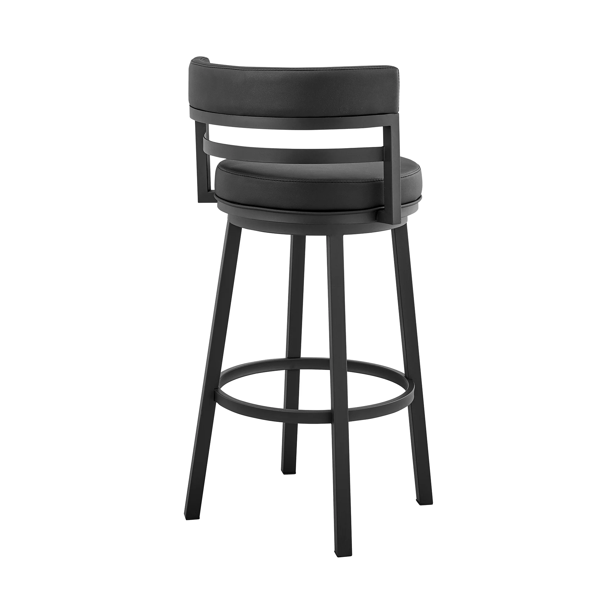 Titana 26" Counter Height Swivel Black Faux Leather and Metal Bar Stool By Armen Living - Image 5