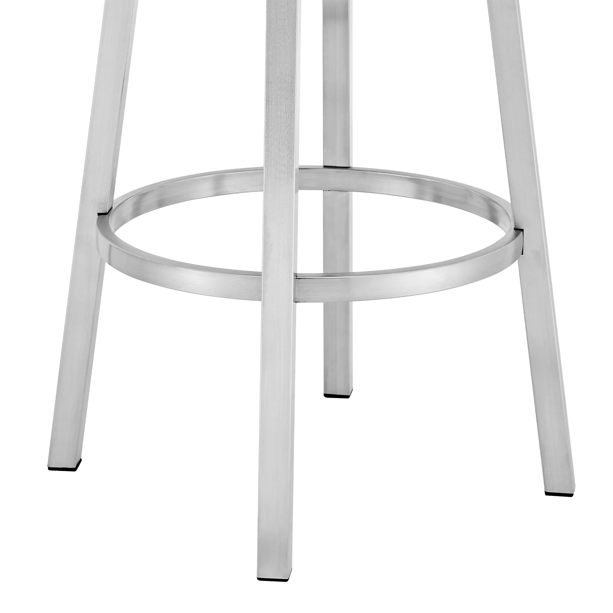 Titana 30" Bar Height Swivel Blue Faux Leather and Brushed Stainless Steel Bar Stool By Armen Living - Image 7