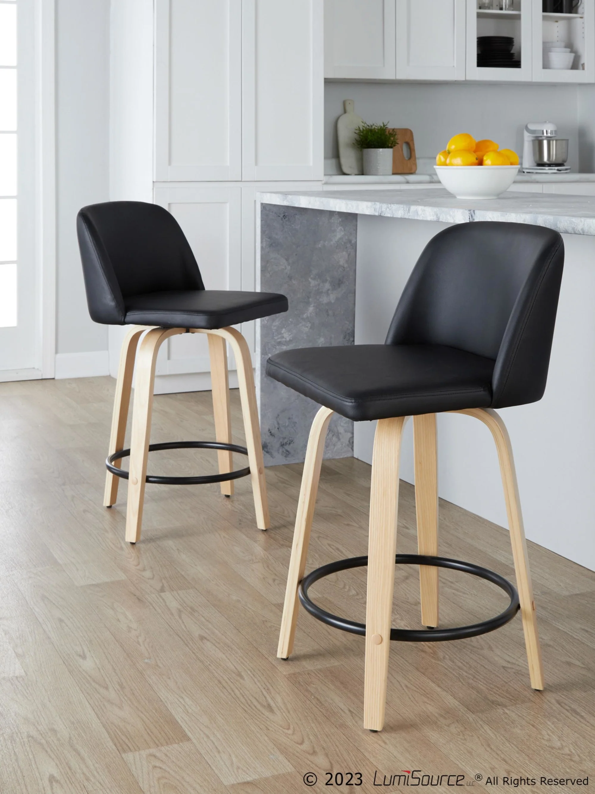 Toriano 24" Fixed-Height Counter Stool - Set of 2 By LumiSource - B24-TRNOPU-GRTZQ2 NABK2