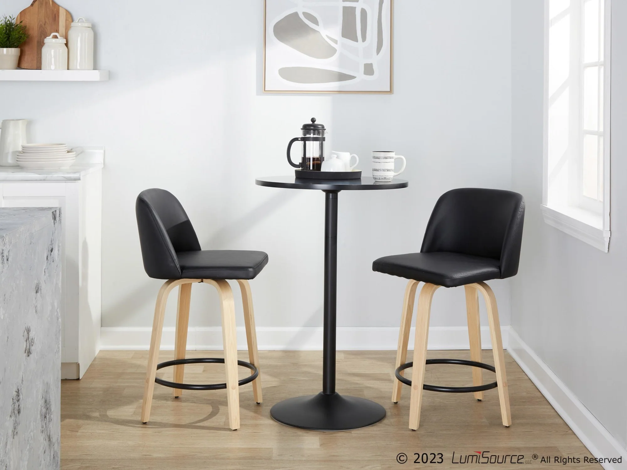 Toriano 24" Fixed-Height Counter Stool - Set of 2 By LumiSource - B24-TRNOPU-GRTZQ2 NABK2 - Image 3
