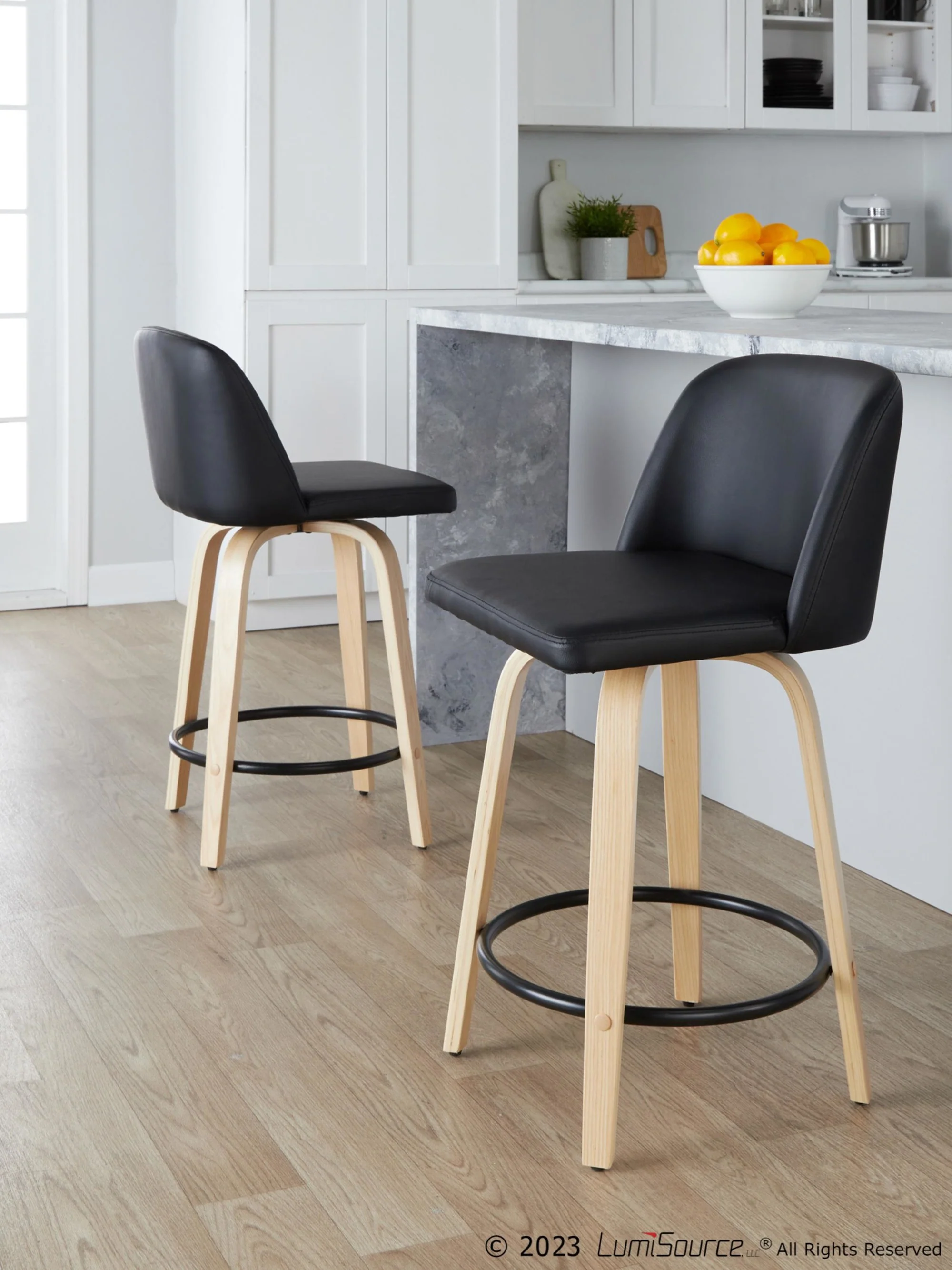 Toriano 26" Fixed-Height Counter Stool - Set of 2 By LumiSource - B26-TRNOPU-GRTZQ2 NABK2 - Image 2