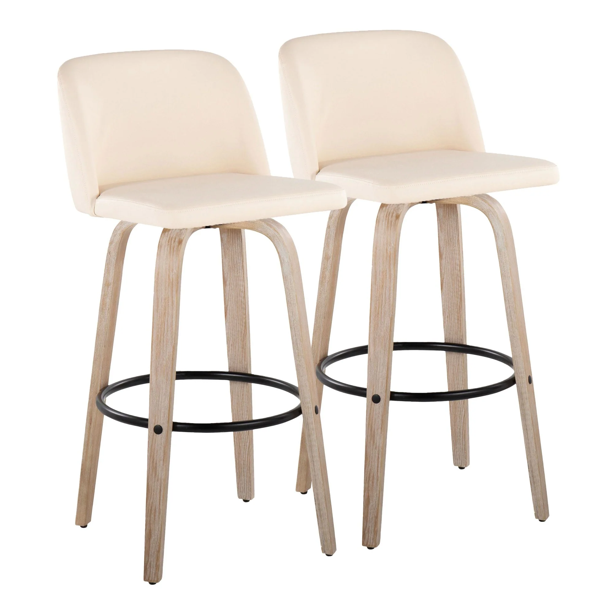 Toriano 30" Fixed Height Barstool - Set of 2 Cream By LumiSource