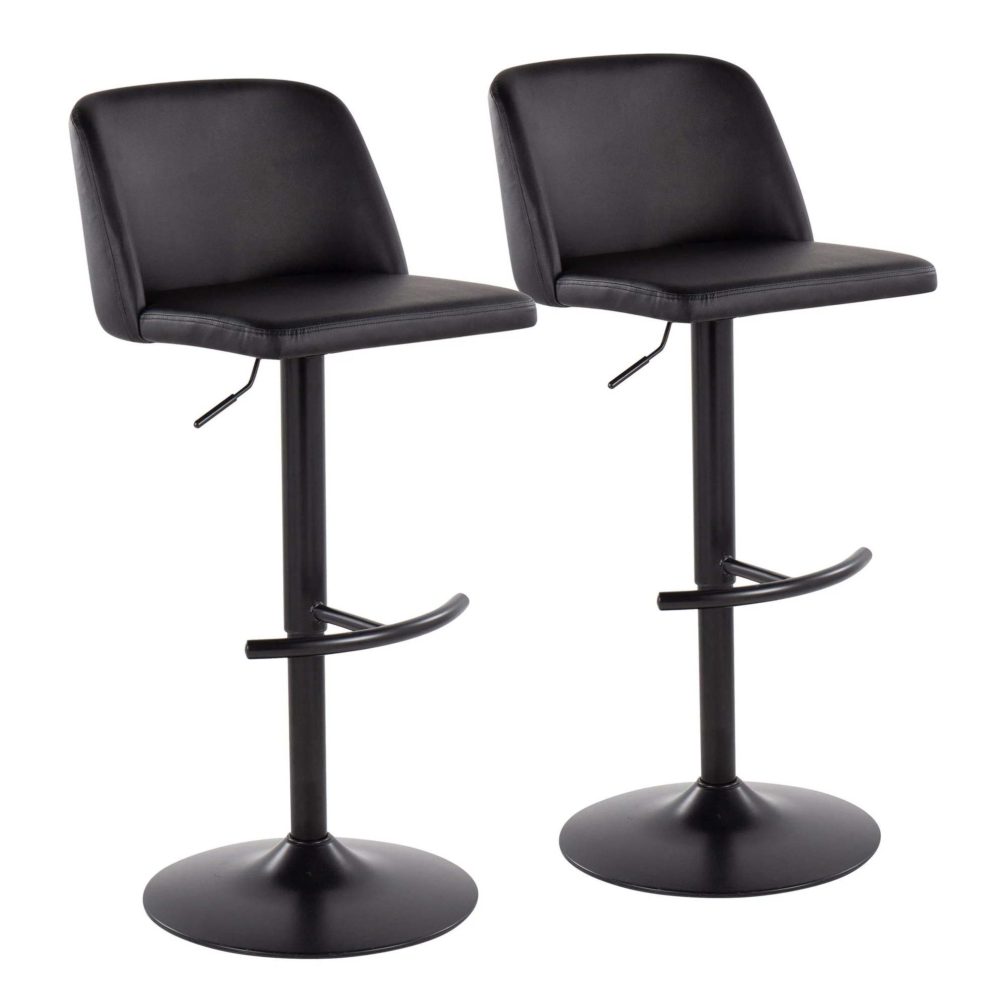 Toriano Adjustable Bar Stool - Set of 2 Black By LumiSource - BS-TORIANOPU-RT2 BKBK2