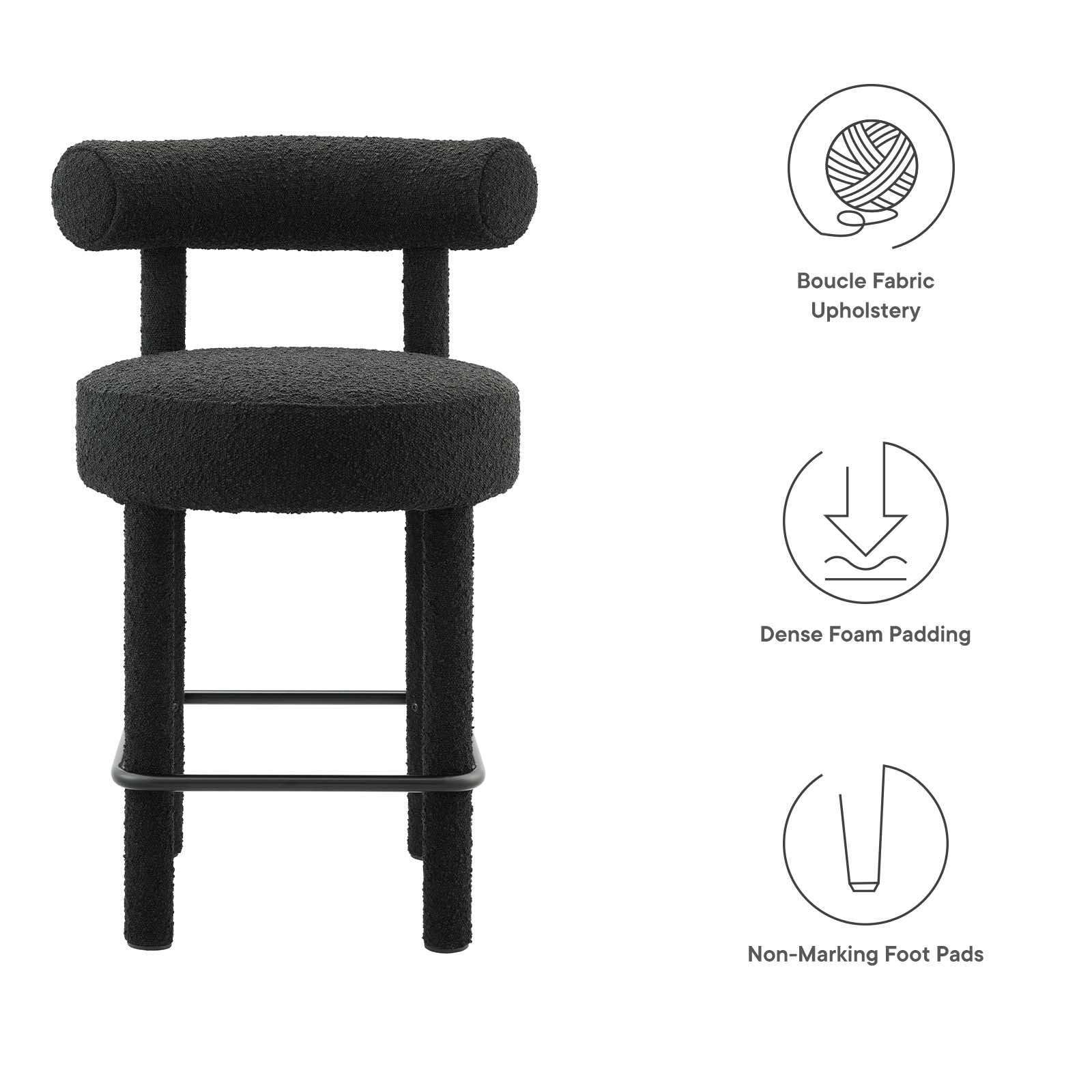 Toulouse Boucle Fabric Counter Stool - Set of 2 By Modway - EEI-6707 - Image 9