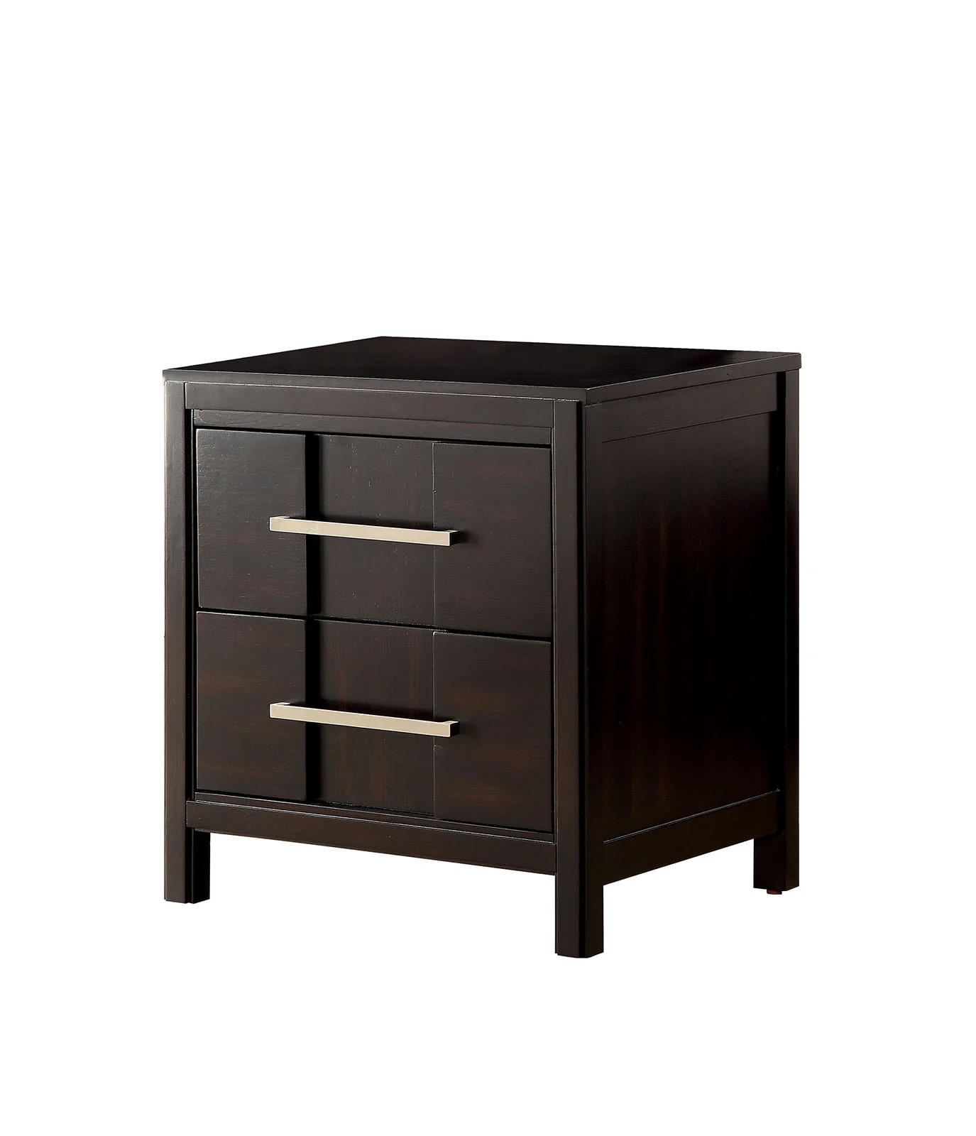 Transitional Solid Wood Night Stand With Two Drawers, Espresso Brown By Benzara