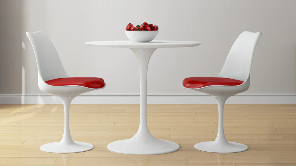 Tulip 32" Fiberglass Dining Table & Chairs Set By Modholic