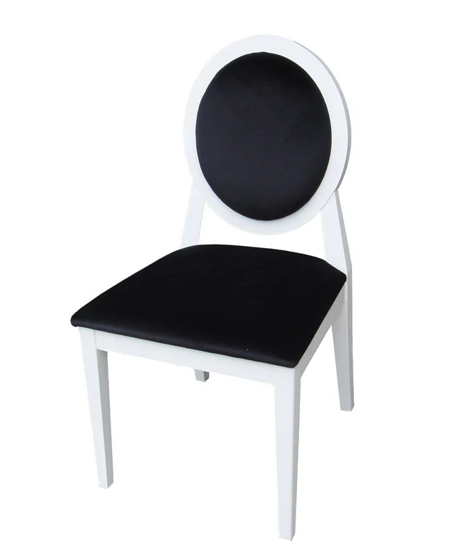 Two 36' White Lacquer Black Fabric Side Chairs By Homeroots
