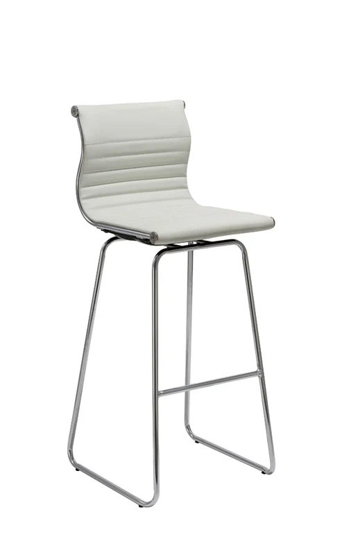 Two 41' White Leatherette And Steel Bar Stools By Homeroots