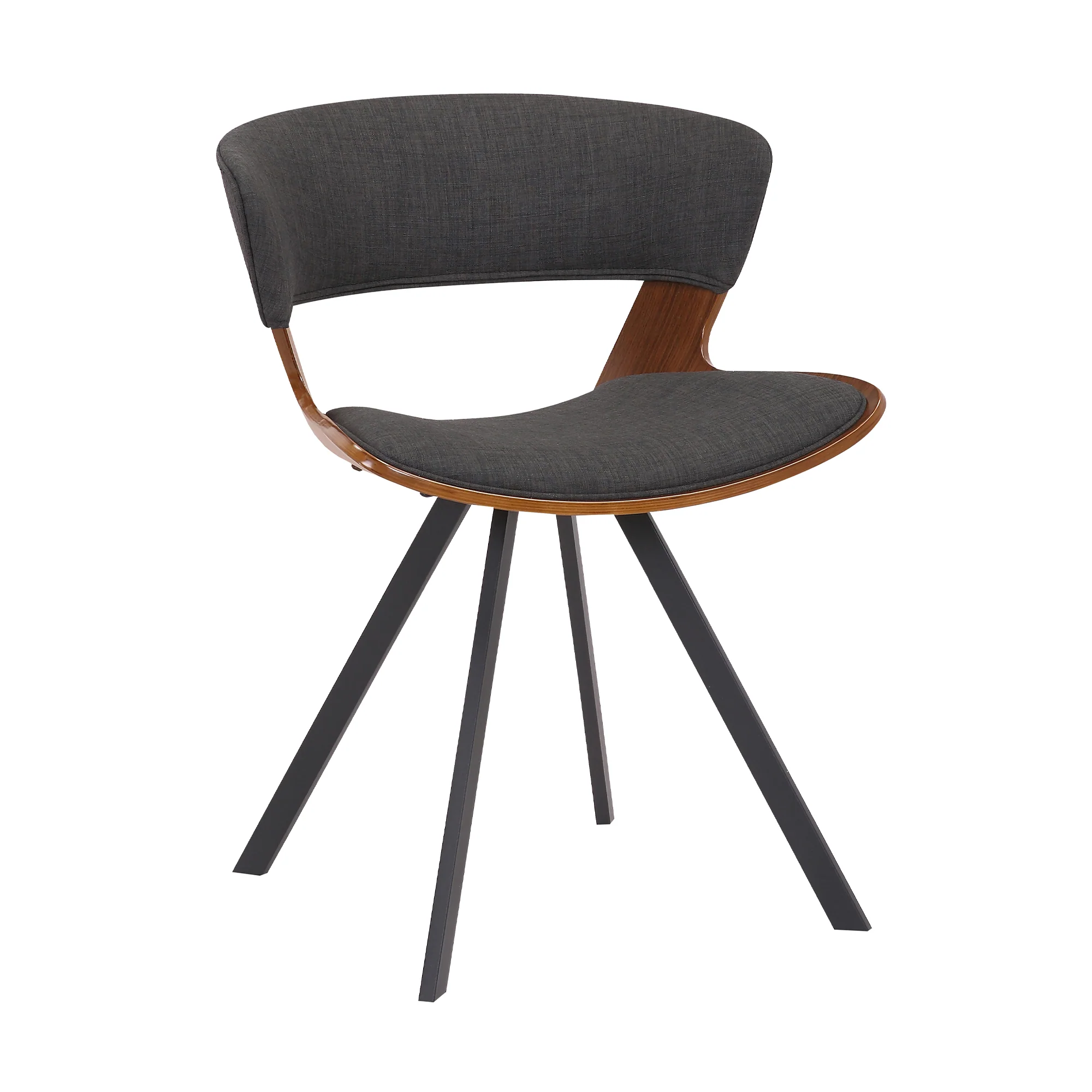 Ulric Wood and Metal Modern Dining Room Accent Chair in Charcoal Grey By Armen Living - Image 2