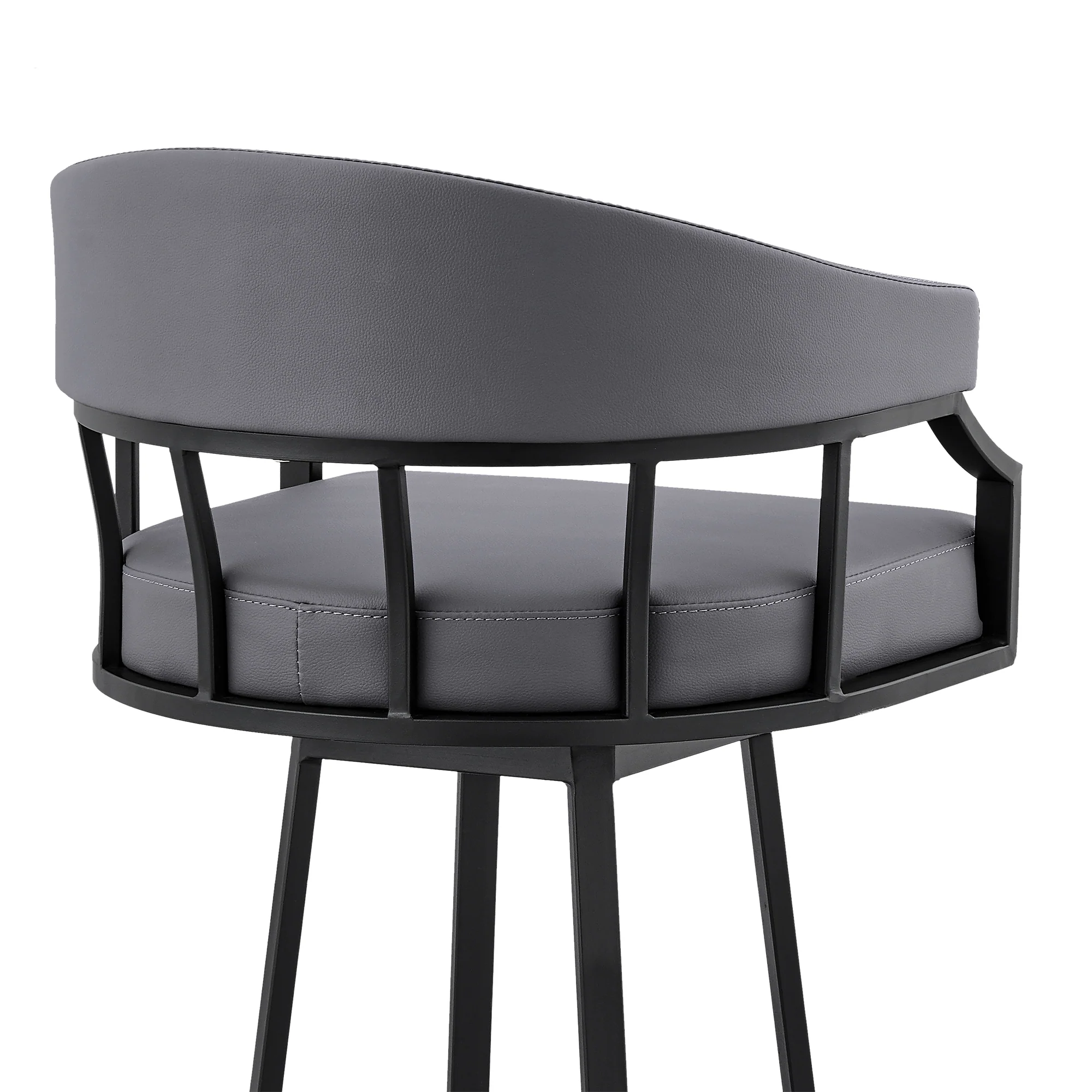 Valerie 26" Swivel Slate Grey Faux Leather and Black Metal Bar Stool By Armen Living - Image 10