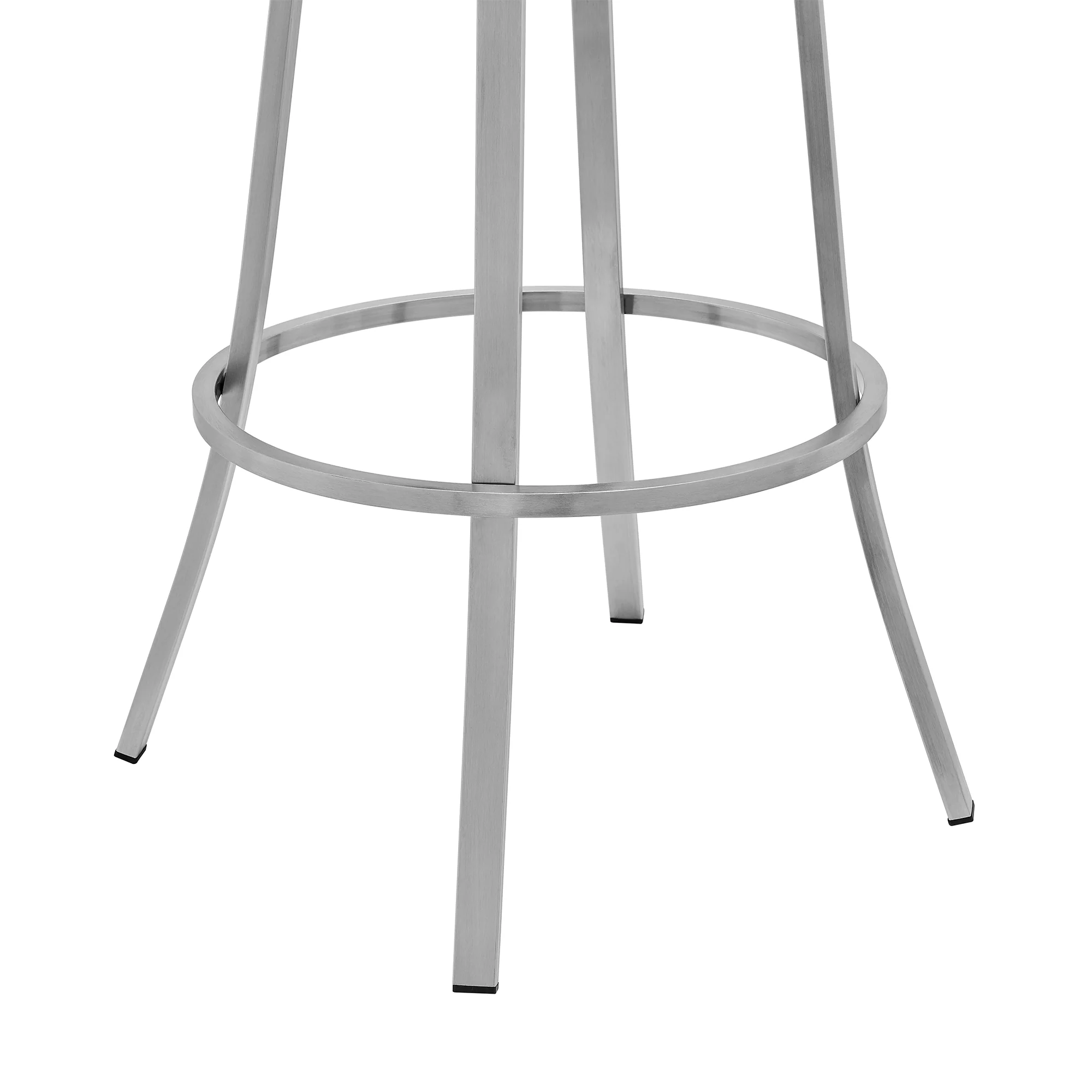 Valerie 30" Bar Height Swivel Modern White Faux Leather Bar and Counter Stool in Brushed Stainless Steel Finish By Armen Living - Image 7