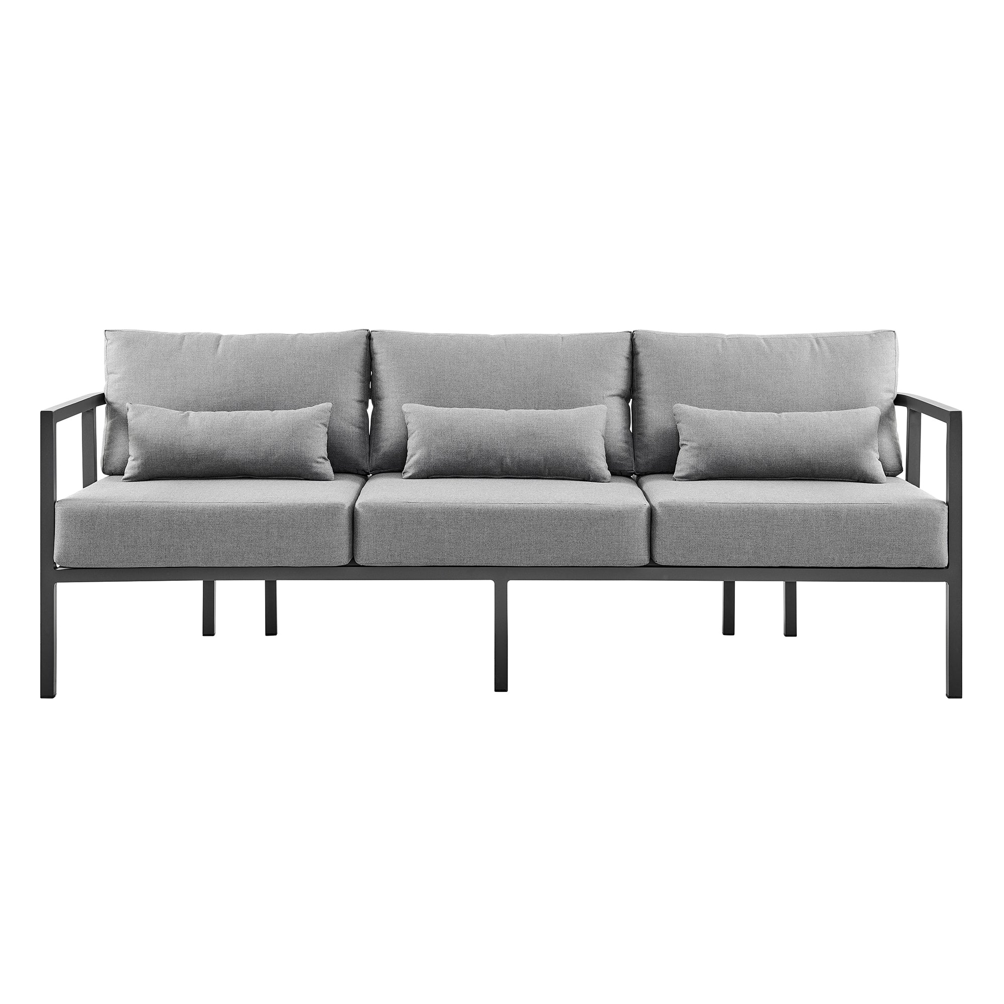 Venice 4 Piece Dark Gray Aluminum Outdoor Seating Set with Dark Gray Cushions By Armen Living - Image 3