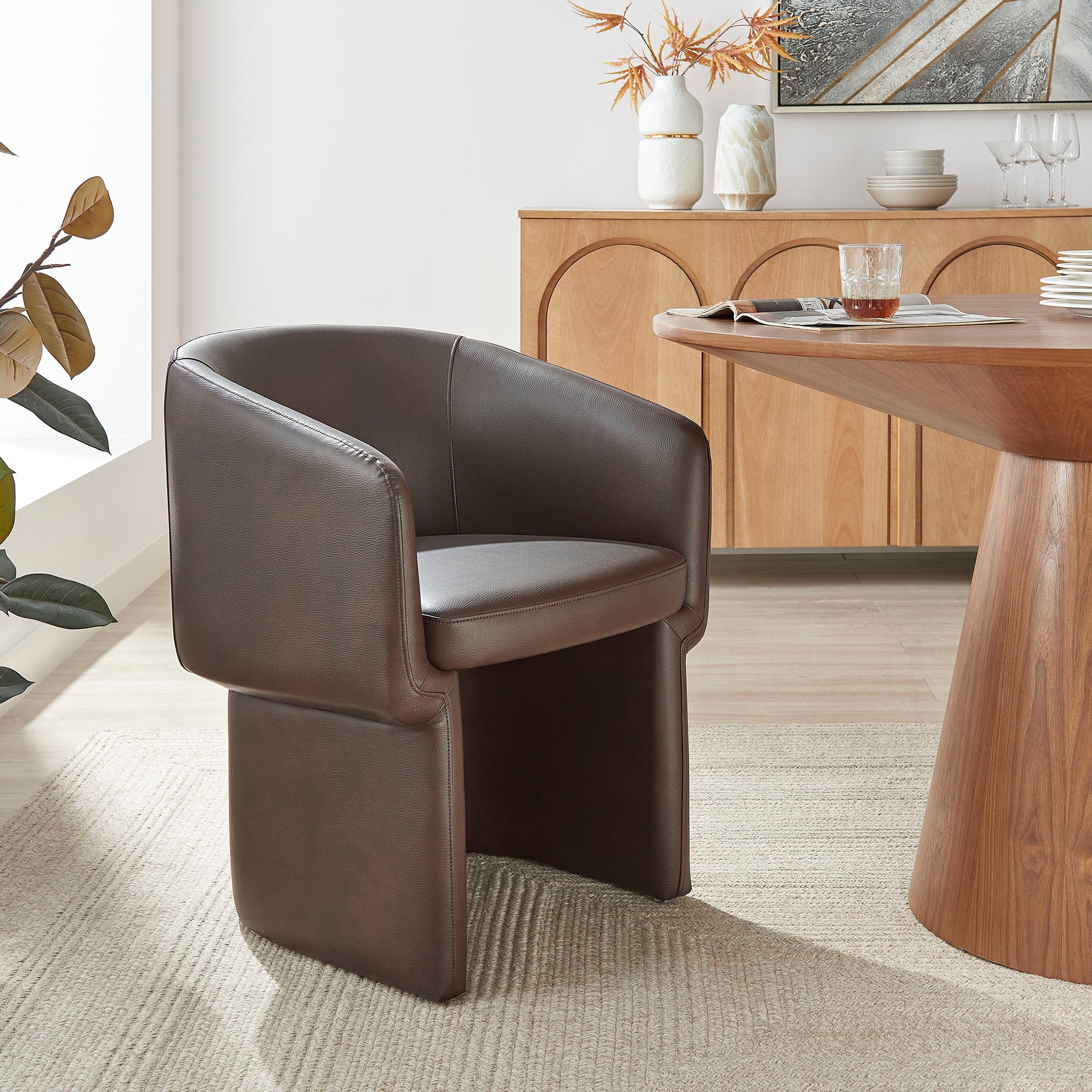 Verity Barrel Back Vegan Leather Dining Chair by Modway