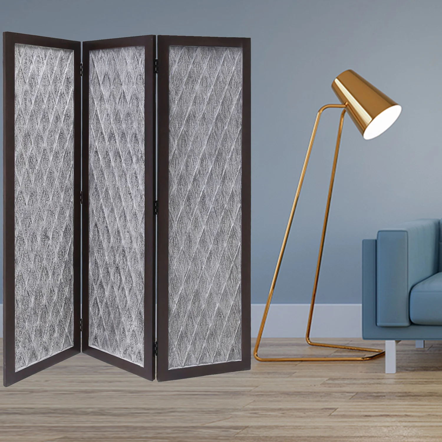 Versatile Dark Wood Three Panel Room Divider Screen By Homeroots