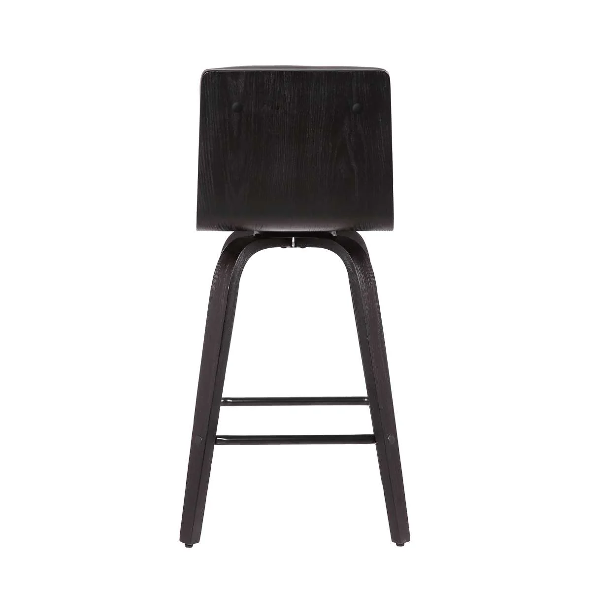 Vienna 30" Bar Height Swivel Grey Faux Leather and Black Wood Bar Stool By Armen Living - Image 3